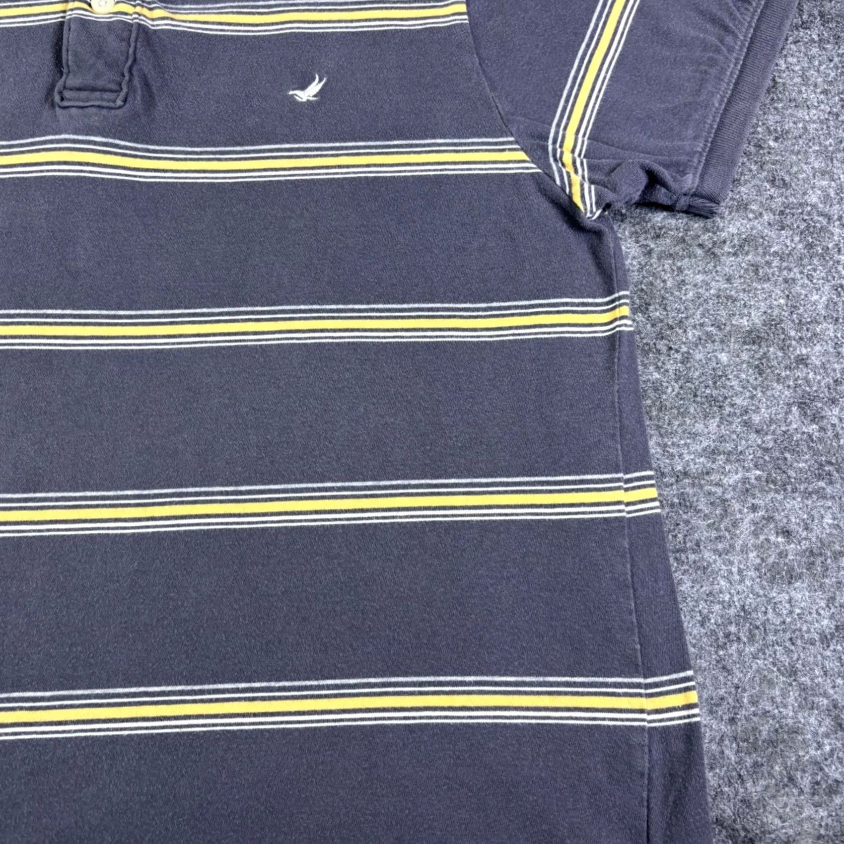 American Eagle Outfitters VINTAGE American Eagle Mens Striped Polo Shirt Gray Yellow Cotton Short Sleeve Large Size US L / EU 52-54 / 3 - 7 Thumbnail