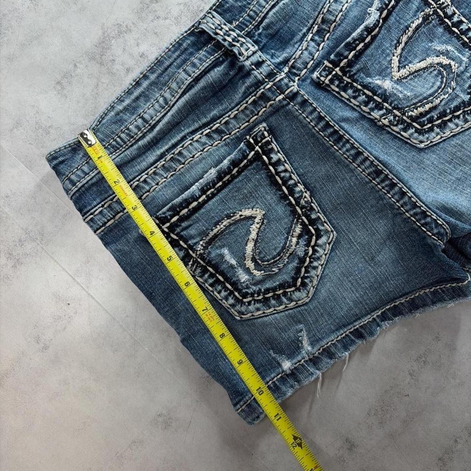 Silver Jeans Co. Y2K Blue Silver Jeans Grunge Mini Denim Shorts Size 30" / US 8 / IT 44 - 7 Thumbnail