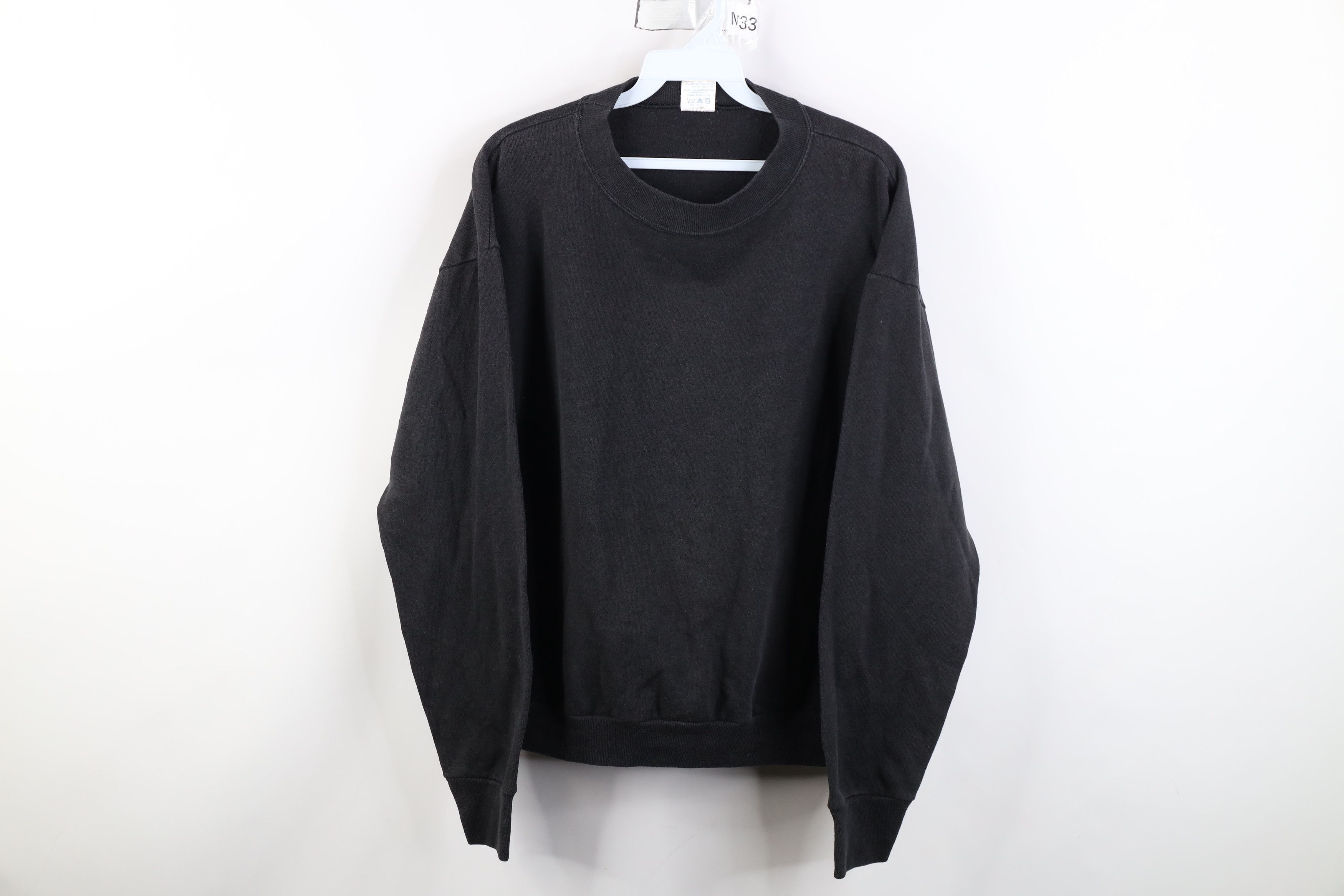 Vintage Vintage 70s Streetwear Blank Crewneck Sweatshirt Black USA Size L / US 10 / IT 46 - 1 Thumbnail