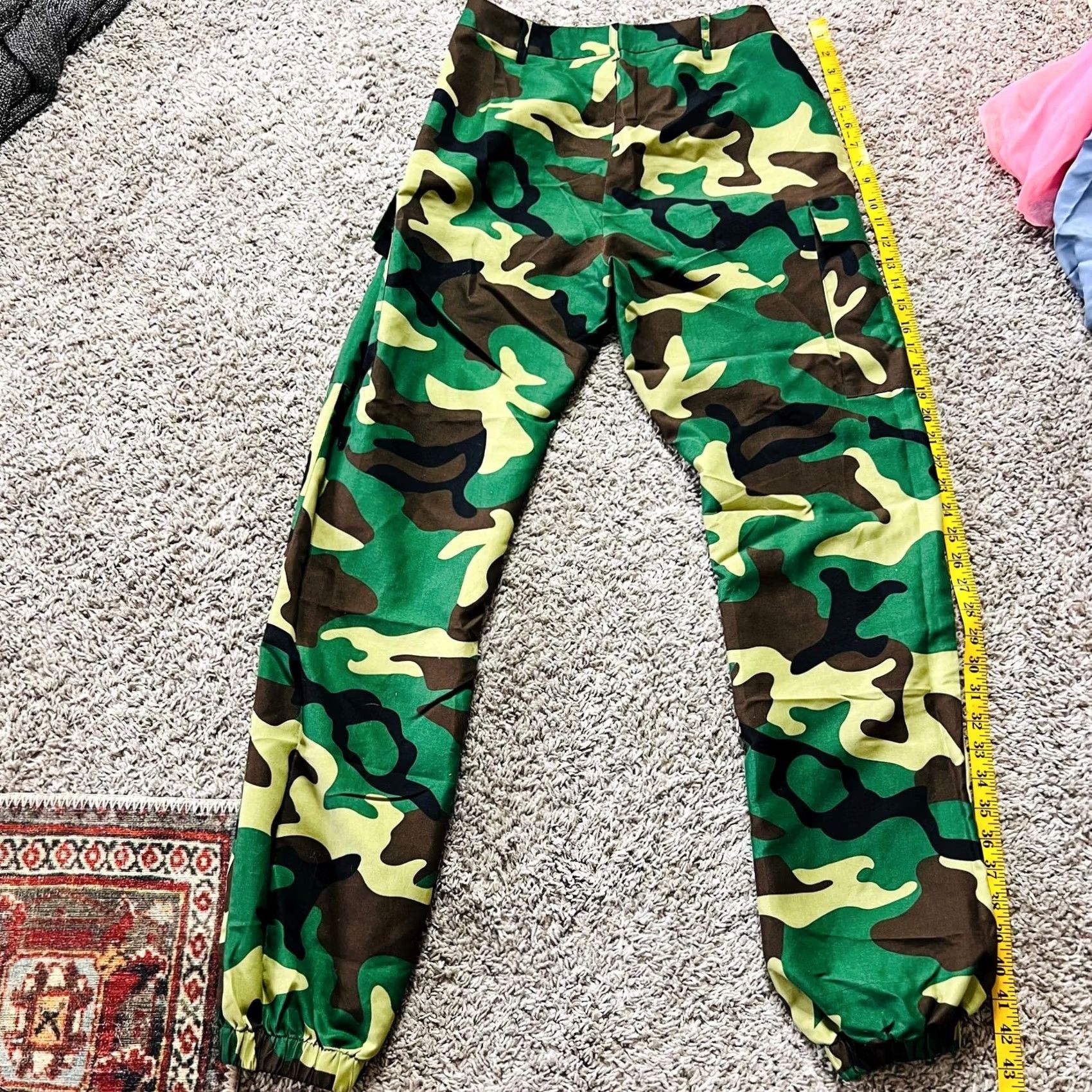 PrettyLittleThing VINTAGE Pretty Little Thing Camo Green Cargo Women's Pants SZ 4 Jeans Ankle Regular Girls? Size 27" / US 4 / IT 40 - 3 Thumbnail