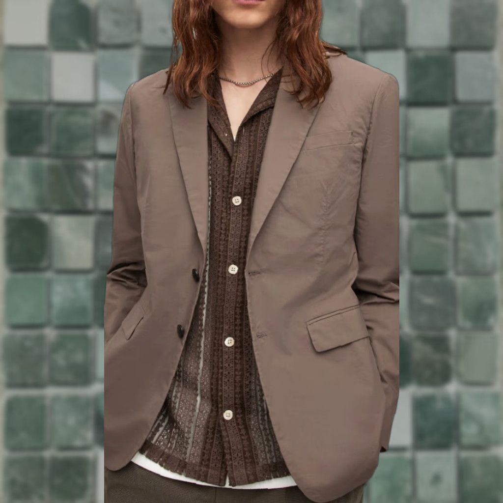 Allsaints VINTAGE AllSaints Blazer Sports Coat Brown Men 44 Cotton 2-Button Front NWOT Size 44R - 1 Thumbnail