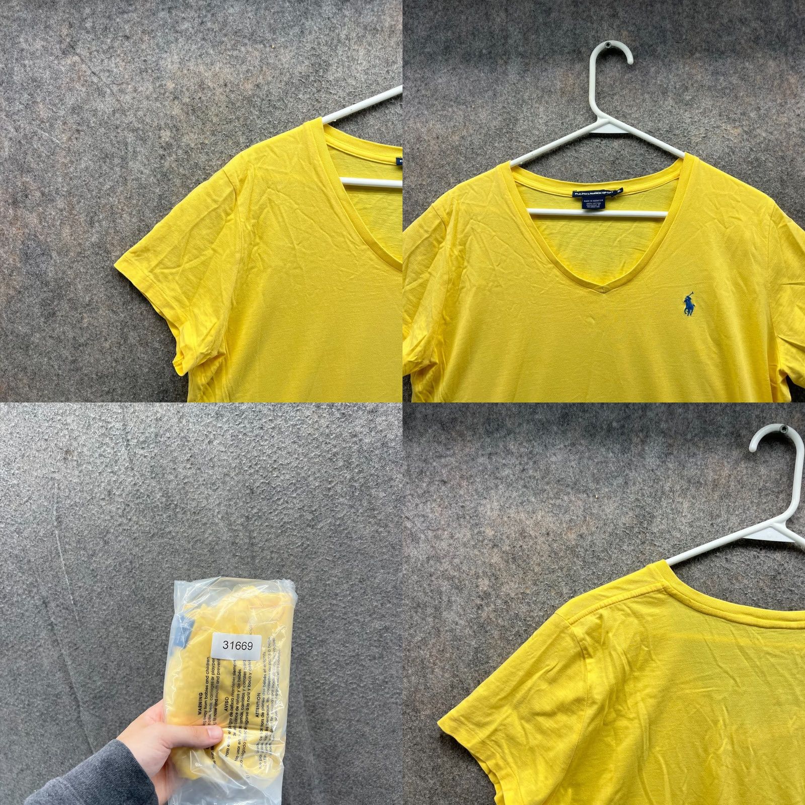 Polo Ralph Lauren VINTAGE? No — Ralph Lauren Sport Shirt Womens XL Yellow V-Neck Short Sleeve Cotton Pony Logo Shirt Womens XL Yellow Cotton Pony Logo Size XL / US 12-14 / IT 48-50 - 8 Thumbnail