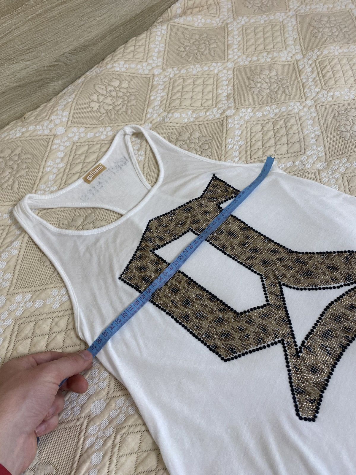 John Galliano × Vintage 🔥 VINTAGE GALLIANO 2000s RHINESTONES TANK TOP Y2K Hlamour Size XS / US 0-2 / IT 36-38 - 9 Thumbnail