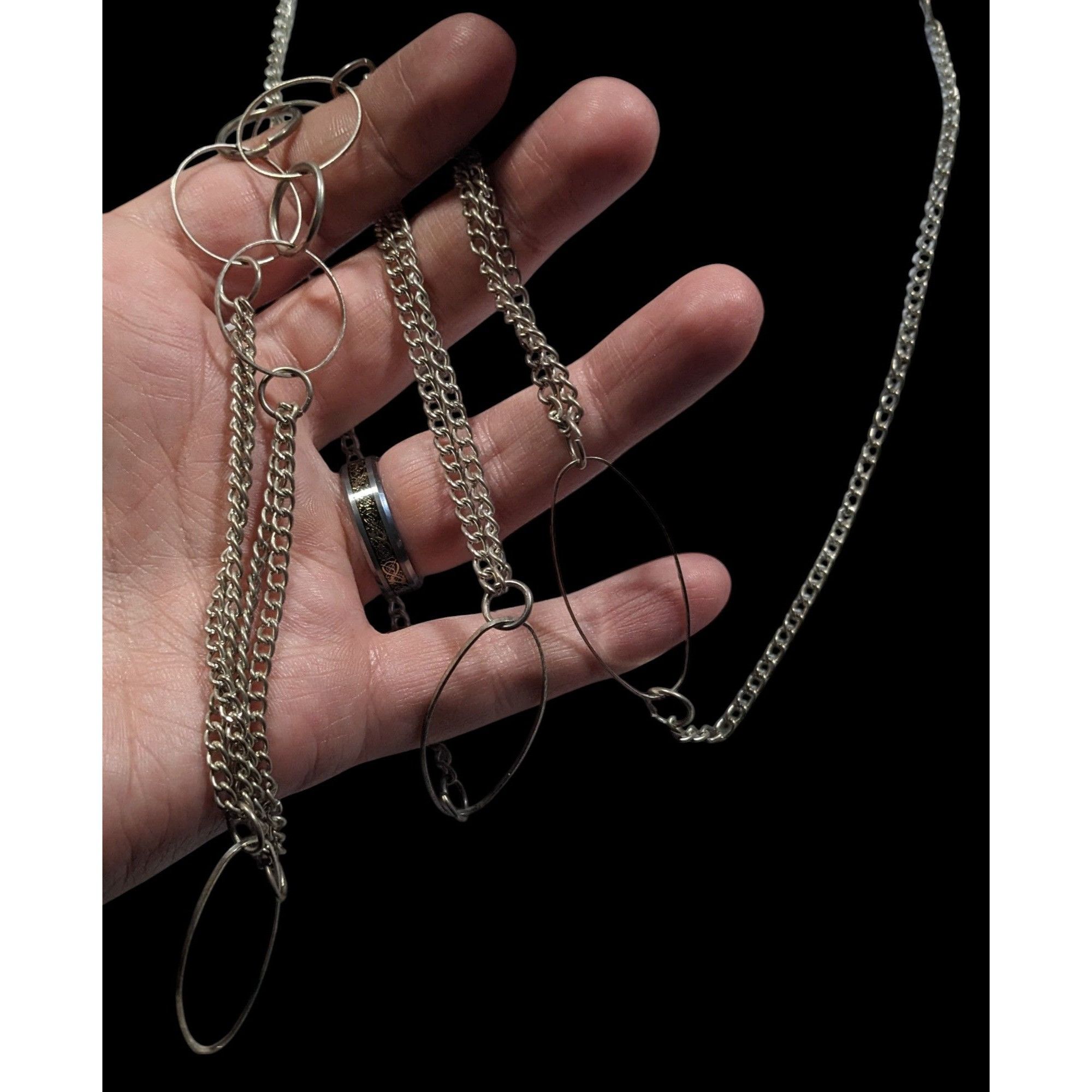 Other Open Link Silver Tone Layered Chain Necklace Size ONE SIZE - 5 Thumbnail