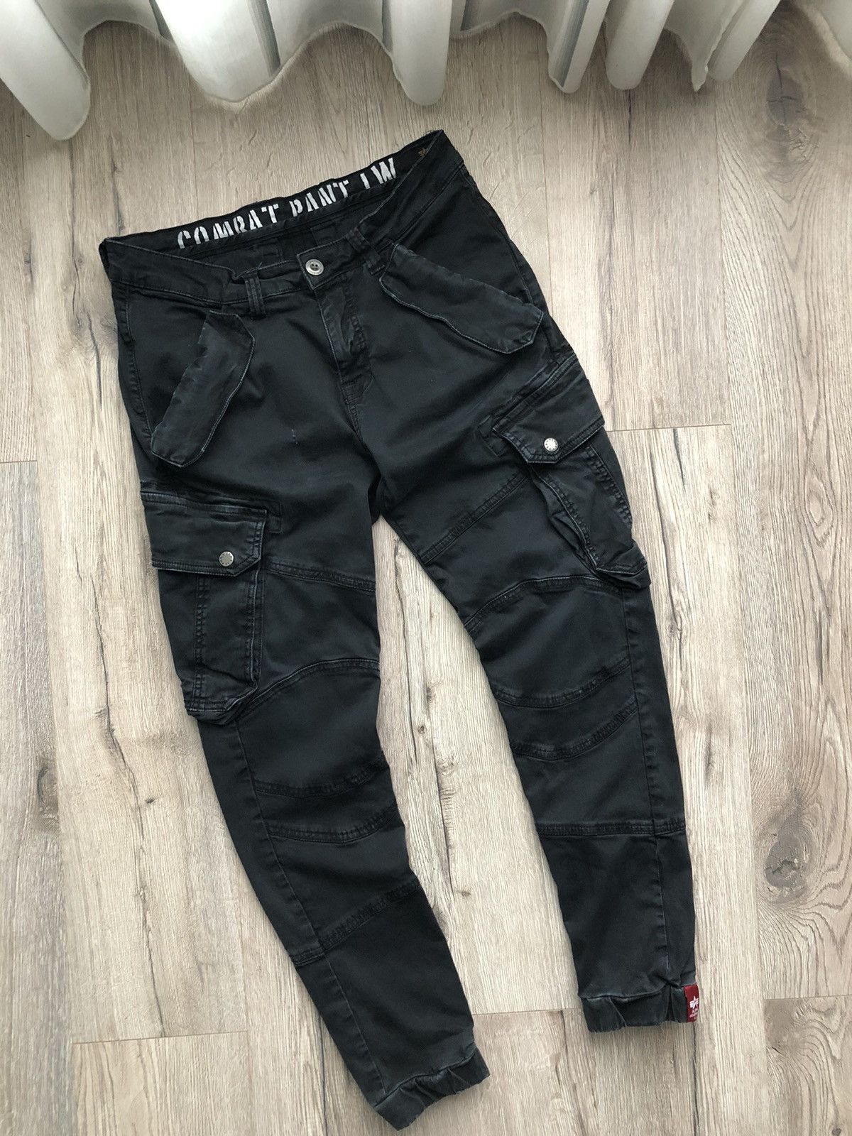 Image of Alpha Industries Washed Black Cargo Pants Vintage, Men's (Size 31)