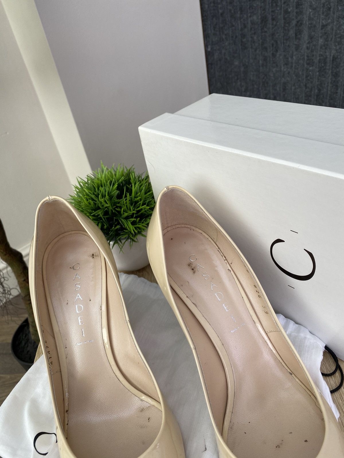 Casadei Casadei Patent Leather Wedge Heels Nude Peep Toe Pumps Size US 9 / IT 39 - 10 Thumbnail