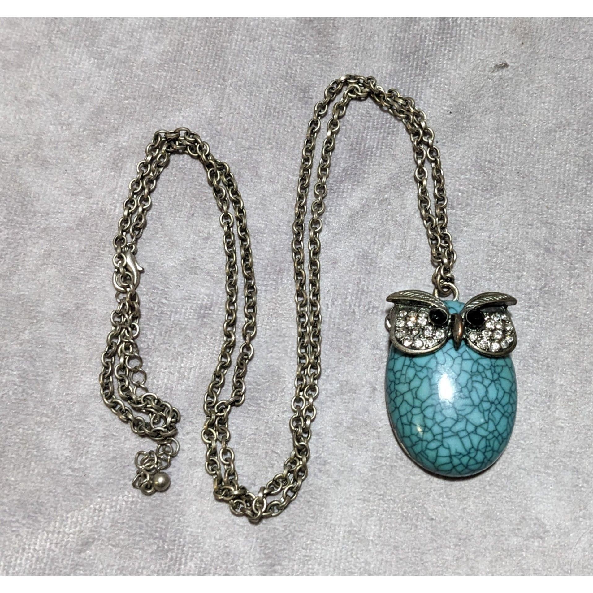 Other Turquoise Rhinestone Owl Necklace Size ONE SIZE - 10 Thumbnail