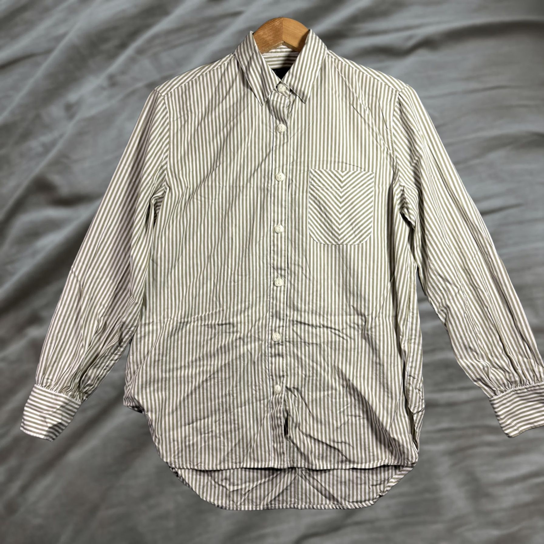Rag & Bone Rag & Bone Shirt Women’s S Green Striped Button-Up Long Sleeve Cotton Casual Size S / US 4 / IT 40 - 1 Thumbnail