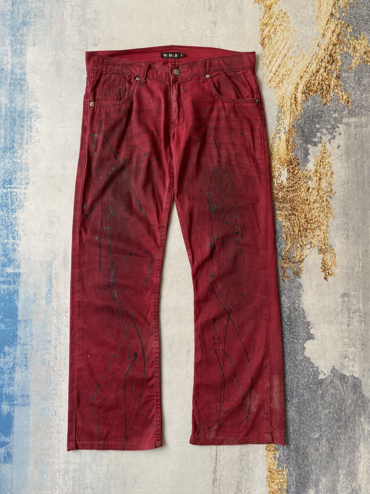 If Six Was Nine Flared K.U.I Japan Splatter Design Pant Size US 32 / EU 48 - 3 Thumbnail