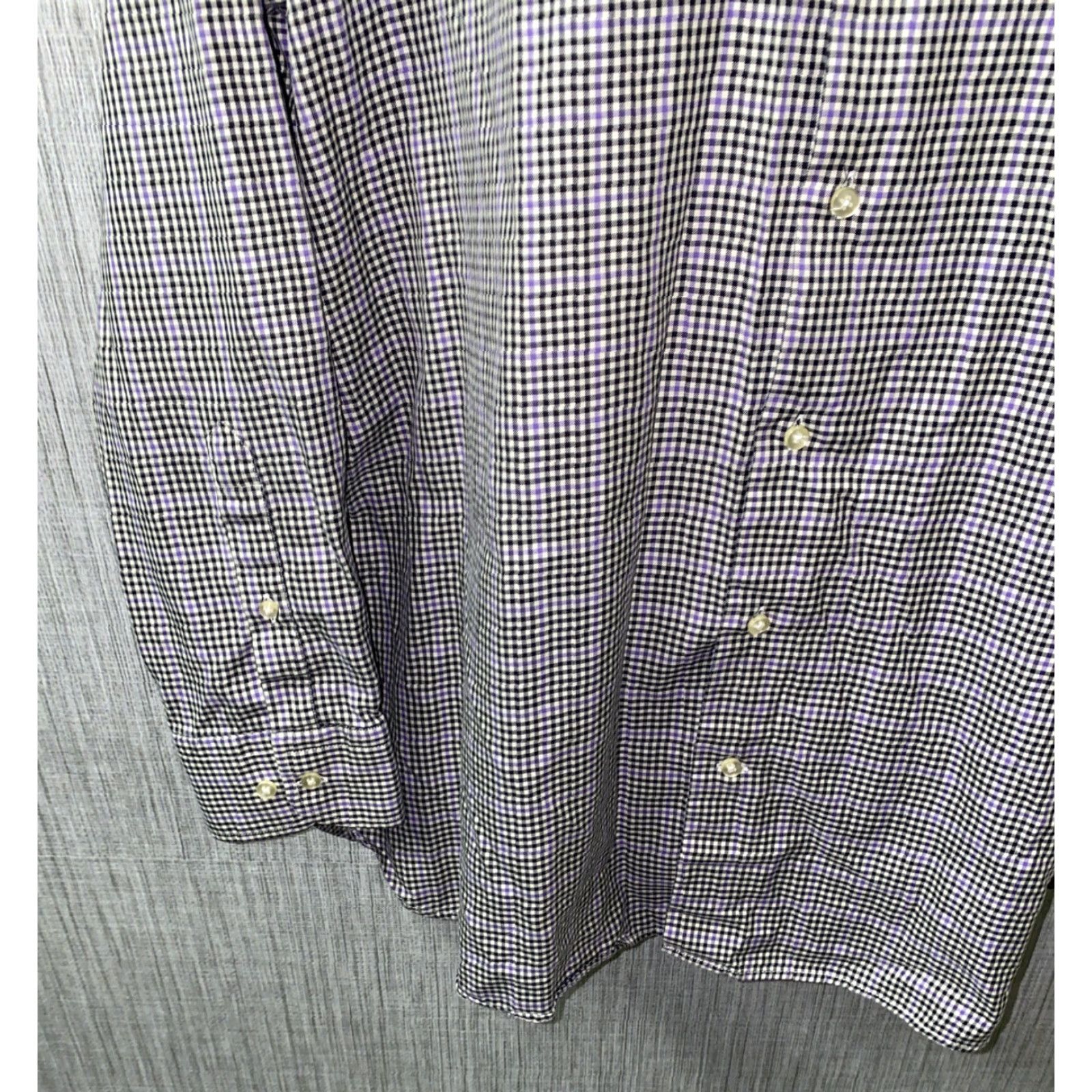 Peter Millar Peter Millar Mens Black/Purple Checkered Long Sleeve Button Front Shirt 2XL Size US XXL / EU 58 / 5 - 4 Thumbnail