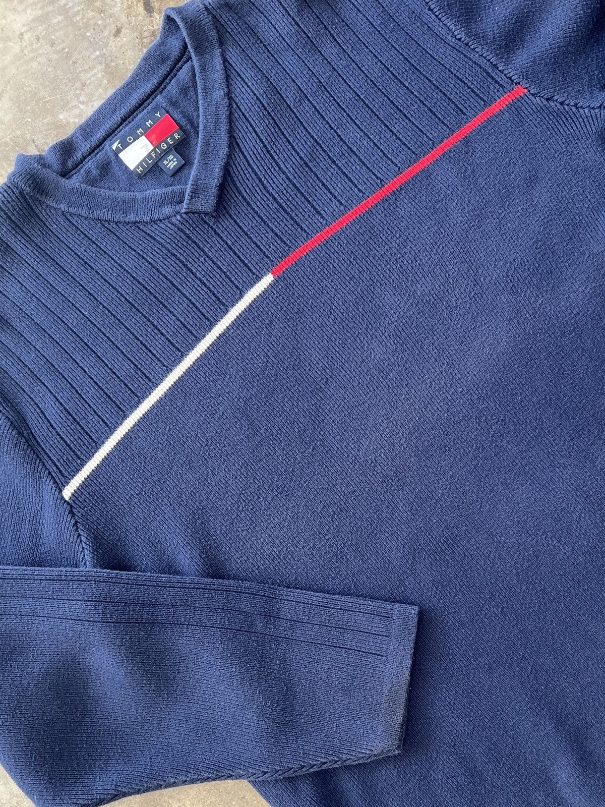 Tommy Hilfiger × Vintage Vintage 90s Tommy Hilfiger Stripe Ribbed Knit Sweater XL Size US XL / EU 56 / 4 - 1 Thumbnail