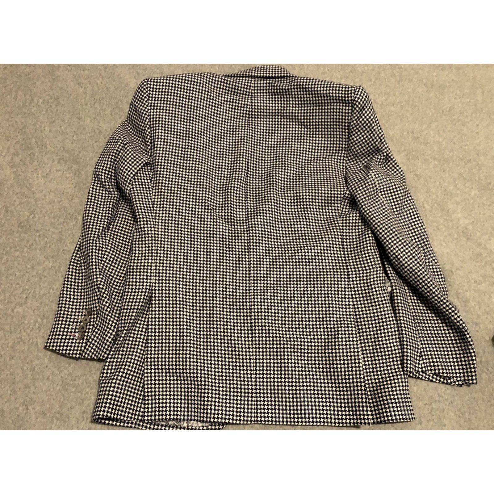 Vintage Coppley Mens Suit 40R Jacket Blazer 32x27 Pants Houndstooth Wool/Cotton Blue 2 Button Mens Size 40R - 7 Thumbnail