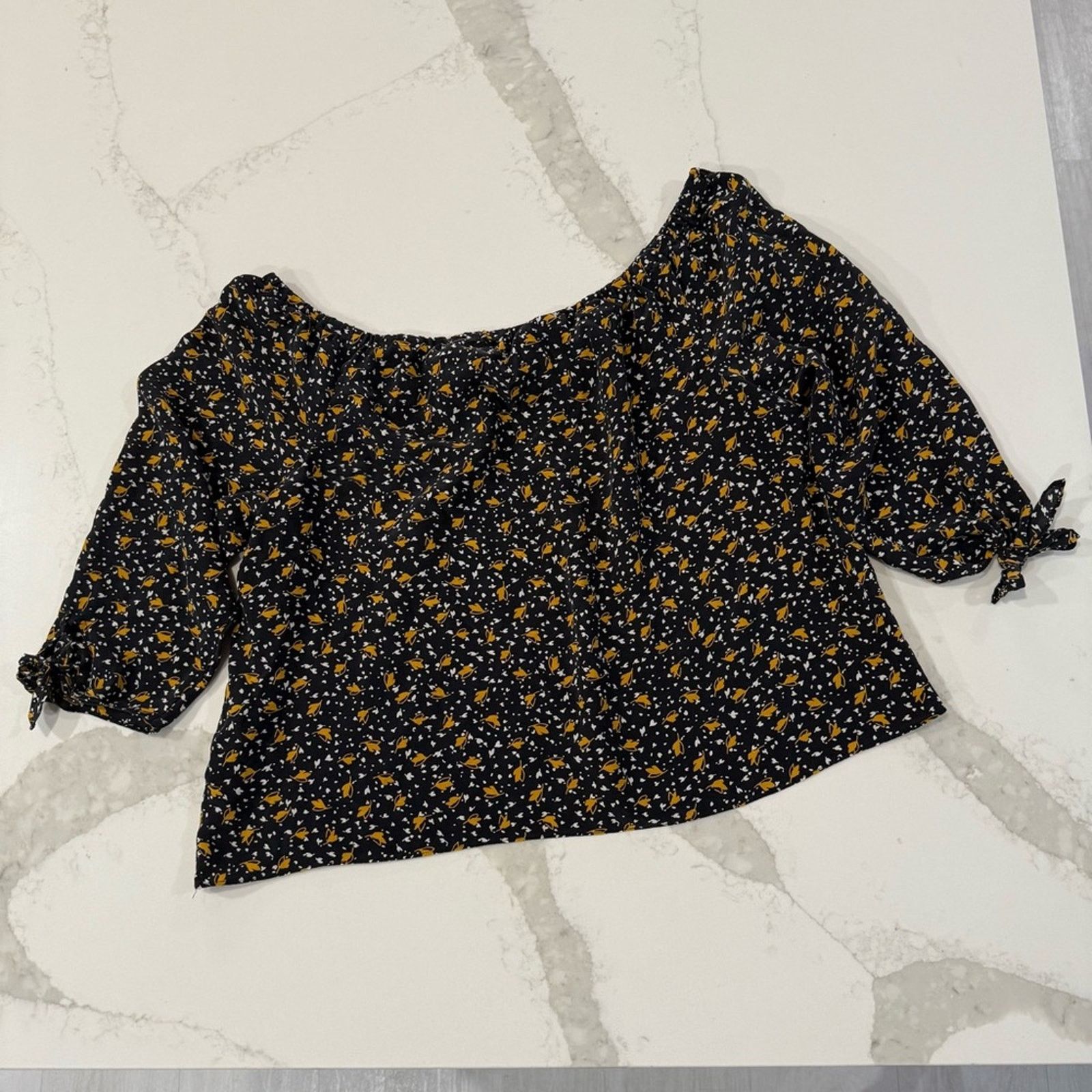 Madewell Madewell Falling Leaves 100%Silk OffShoulder Blouse Womens M Size M / US 6-8 / IT 42-44 - 7 Thumbnail