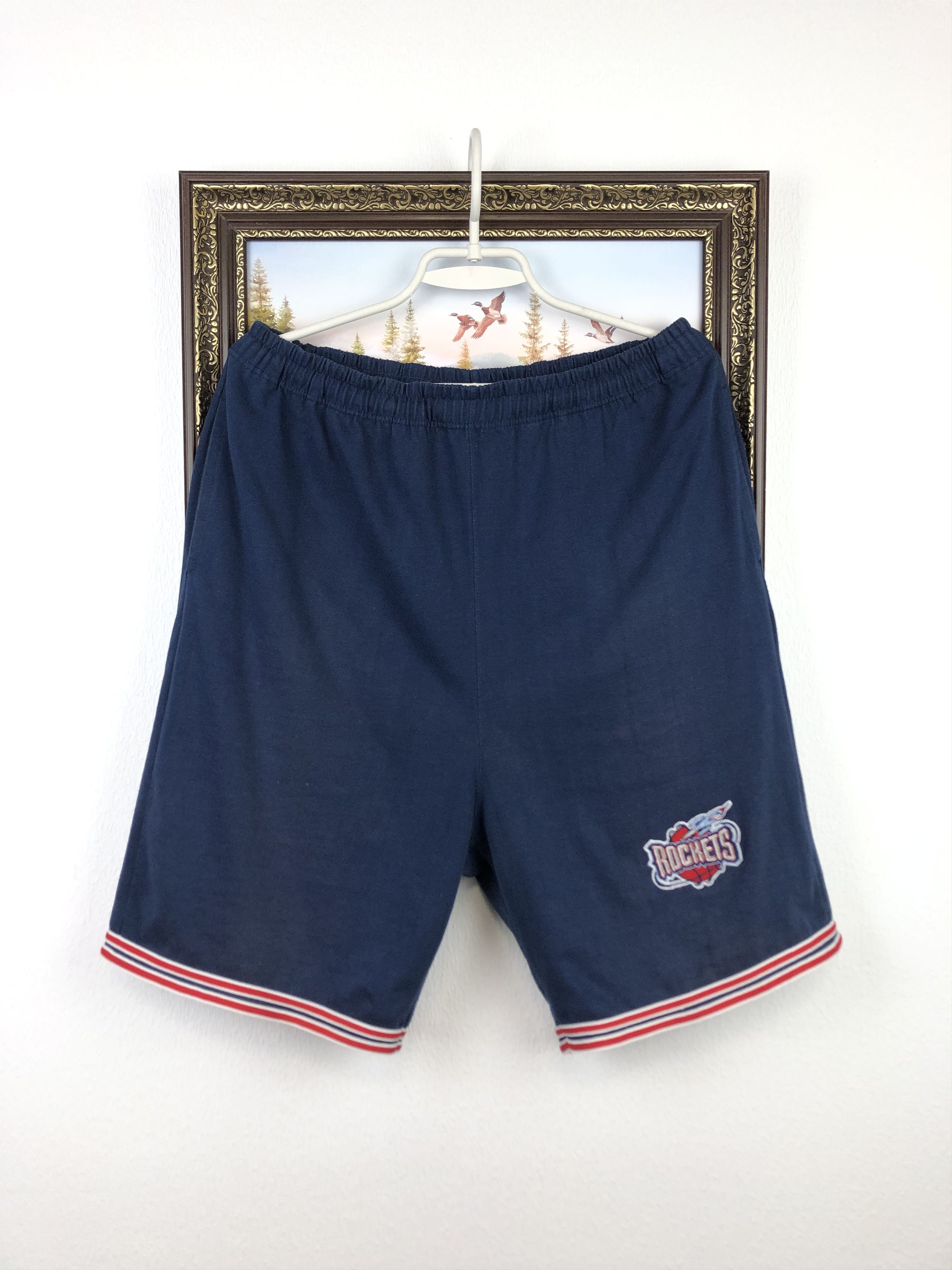 NBA Vintage 90's Starter Houston Rockets NBA Blue Shorts Mens L Size US 36 / EU 52 - 1 Thumbnail