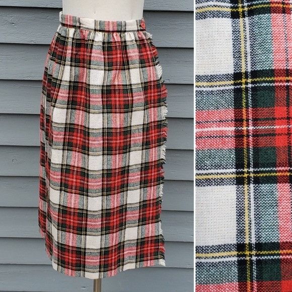 Designer × Vintage Vintage 90s y2k School Girl Wool Kilt Tartan Plaid Skirt Size 26" / US 2 / IT 38 - 1 Thumbnail