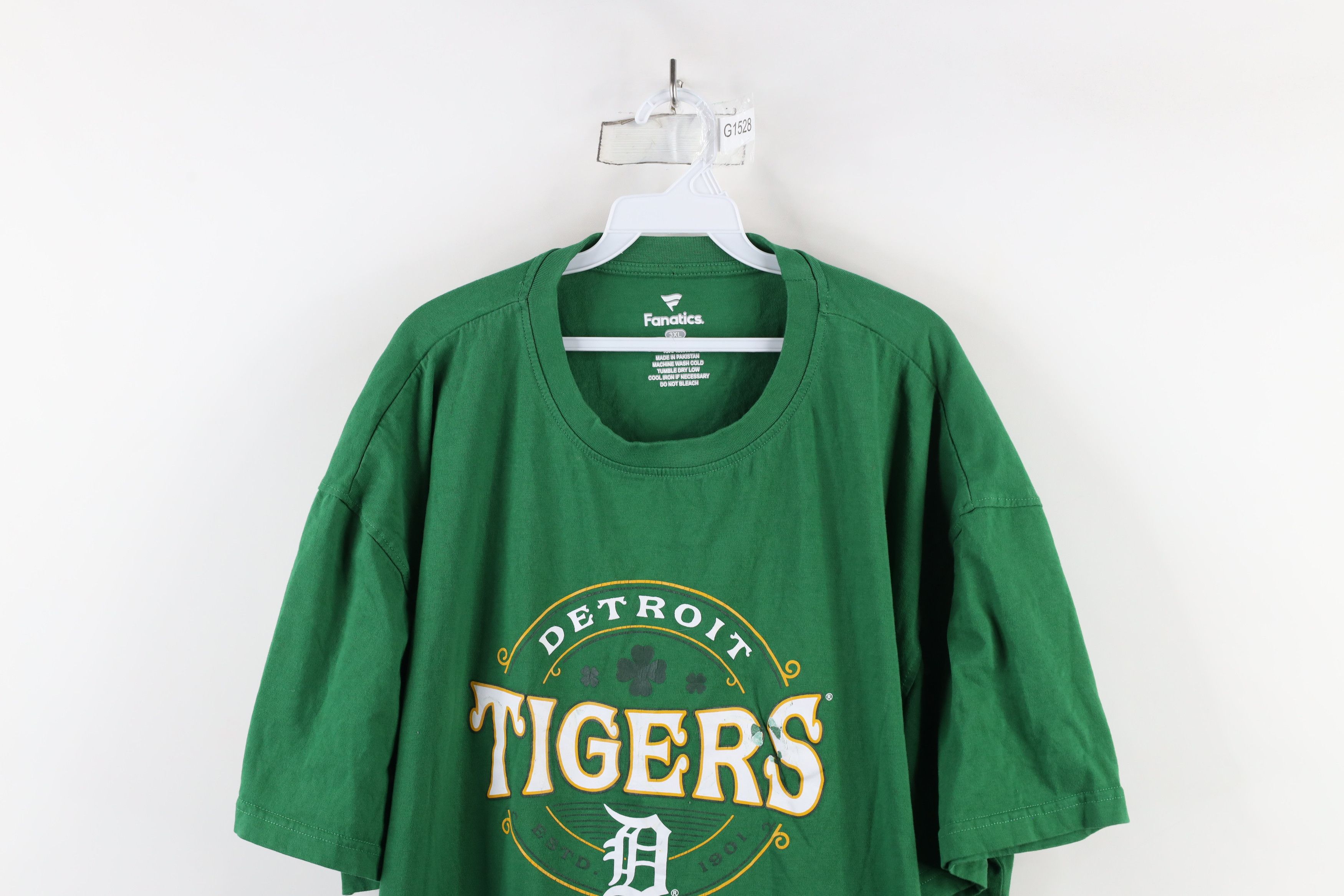 Vintage Fanatics Patricks Day Detroit Tigers Baseball T-Shirt Green Size US XXL / EU 58 / 5 - 2 Thumbnail