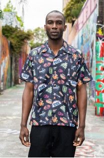 image of Samurai Jeans 25Th Anniversary Osaka Shirt in Black, Men's (Size Medium)