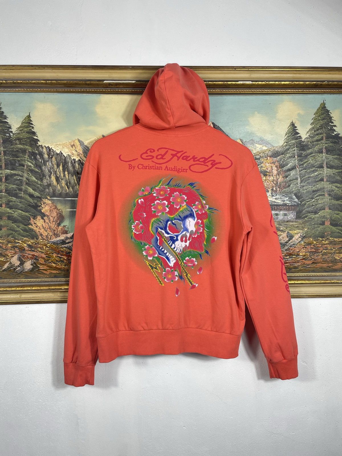 Christian Audigier × Ed Hardy × Vintage Ed Hardy Retro 00s Hoodie With Crystals Affliction Grunge Size S / US 4 / IT 40 - 1 Thumbnail