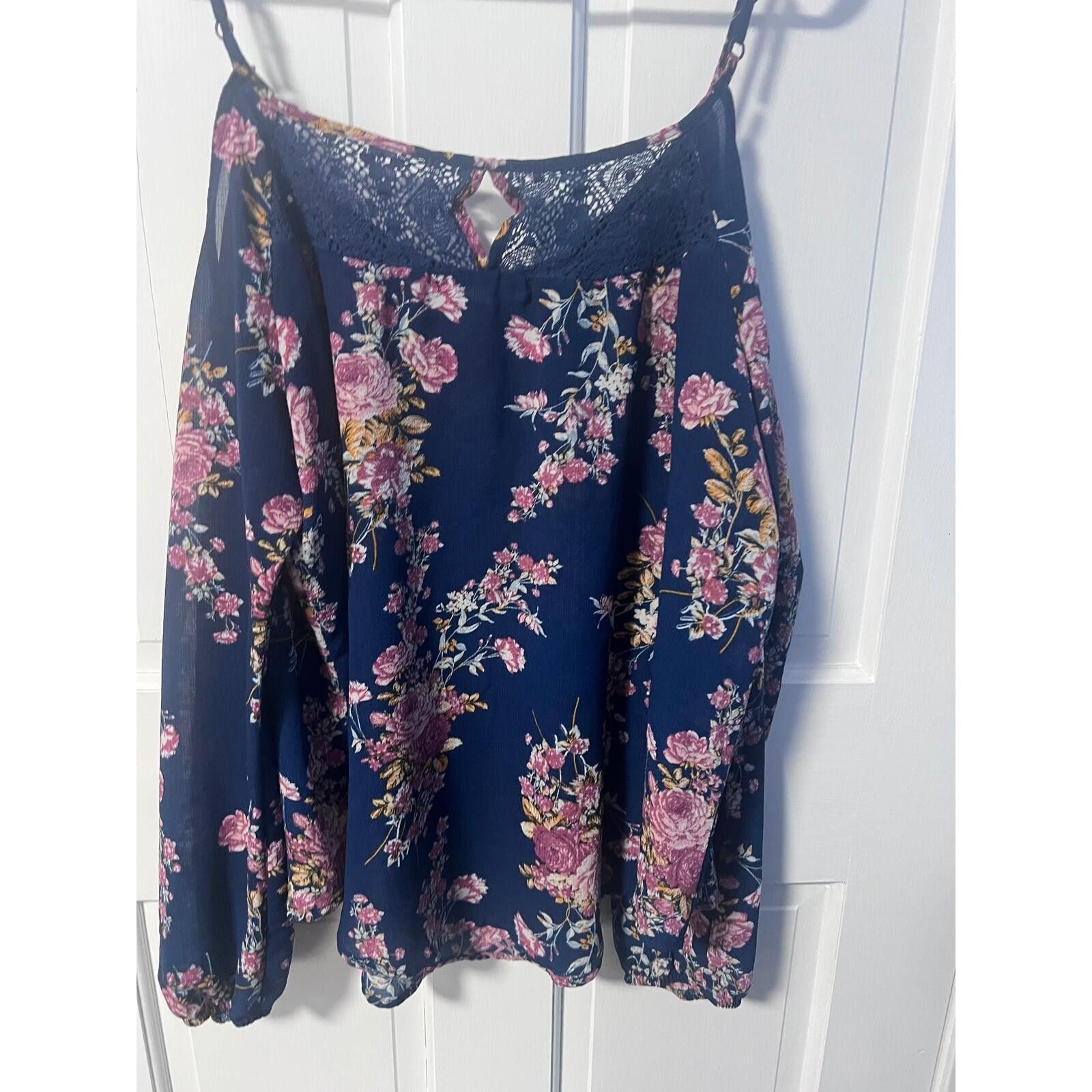 Reindee Lusion Rewind Floral Cold Shoulder Top Womens XL Navy Blue Exc Boho Size XL / US 12-14 / IT 48-50 - 5 Thumbnail