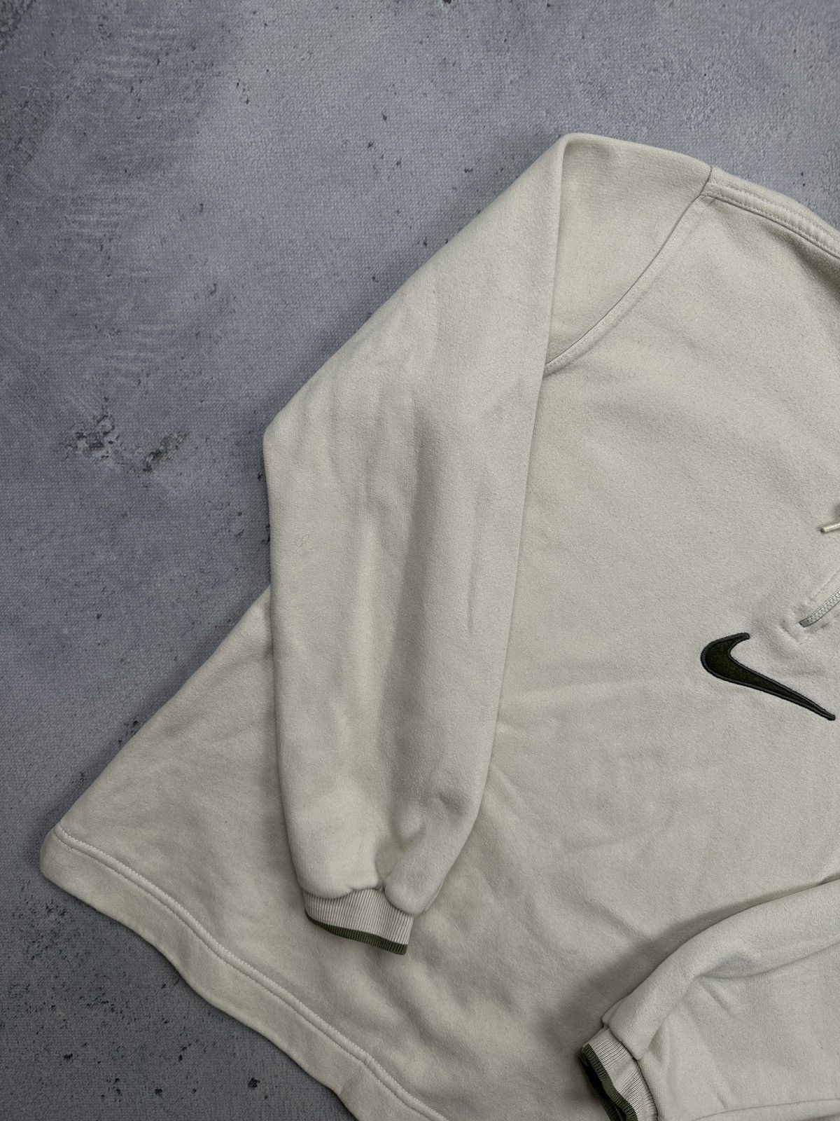 Nike Vintage Nike 00s Fleece Half Zip Hoodie Rare Cream Swoosh Size US M / EU 48-50 / 2 - 3 Thumbnail