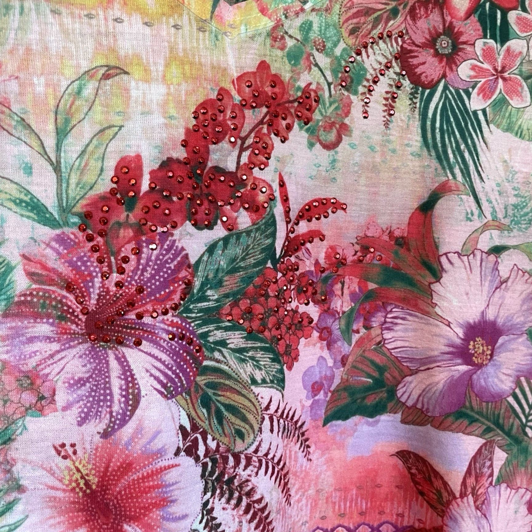 Avenue Avenue Shirt Women’s 14/16 Short Sleeve Floral Multicolor V-Neck Casual Lightweight Summer Size XL / US 12-14 / IT 48-50 - 2 Thumbnail