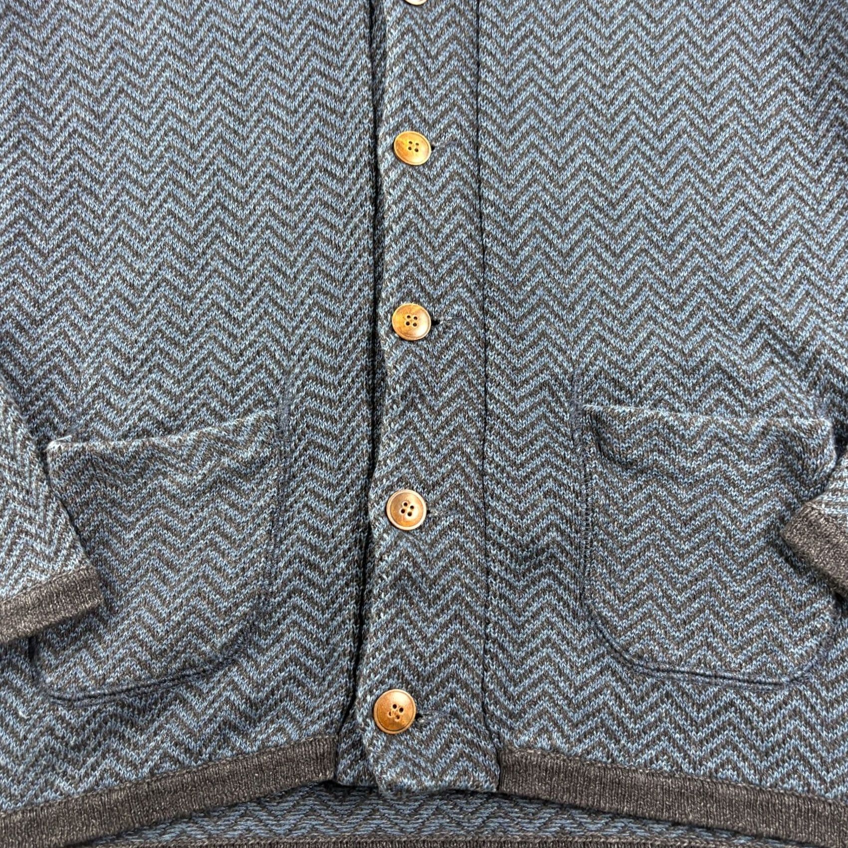 Alex Mill Alex Mill Sweater Cardigan Mens Small Blue Herringbone Shawl Collar Pockets Stretch Regular Knit Casual Size US S / EU 44-46 / 1 - 2 Thumbnail