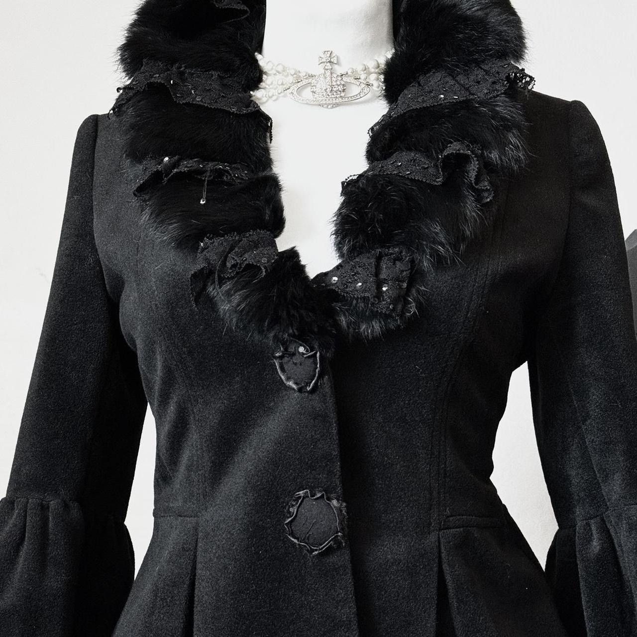 Vintage Incredible vintage coat with voluminous sleeves fur elements Size S / US 4 / IT 40 - 2 Thumbnail