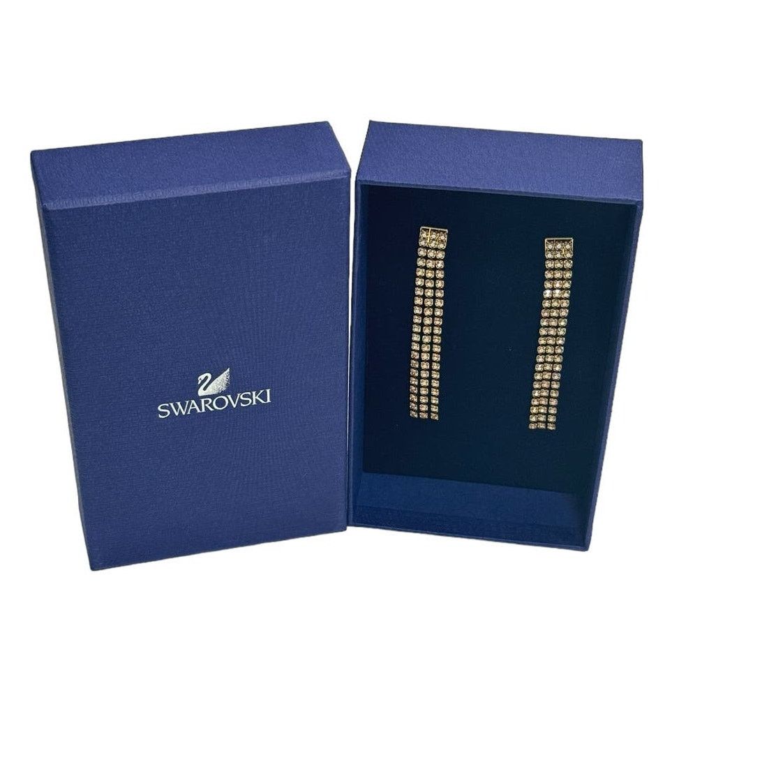 Swarovski Swarovski Goldtone Crystal Long Linear Curtain Earrings Size ONE SIZE - 5 Thumbnail