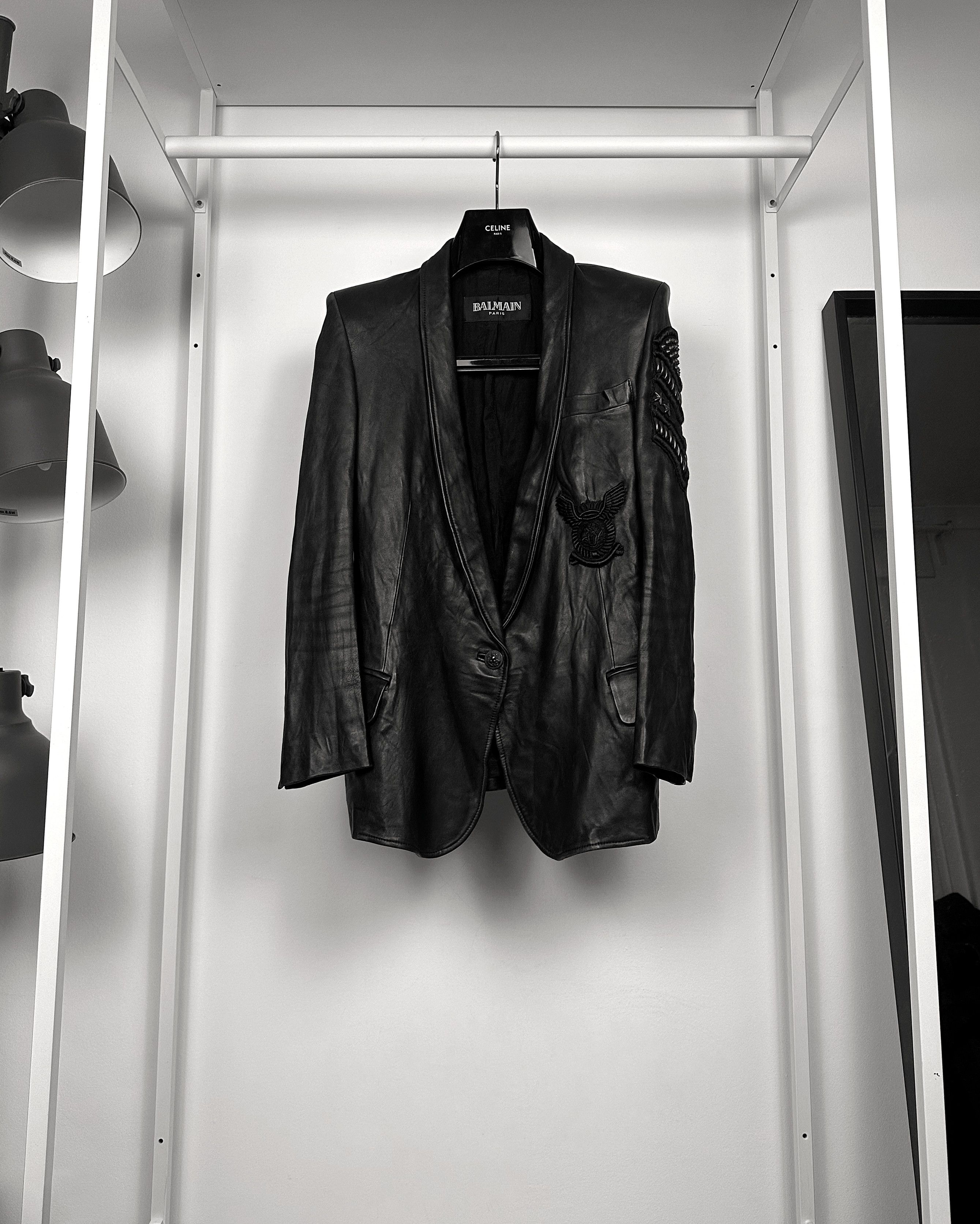 Balmain Christophe Decarnin Military Patch Leather Blazer