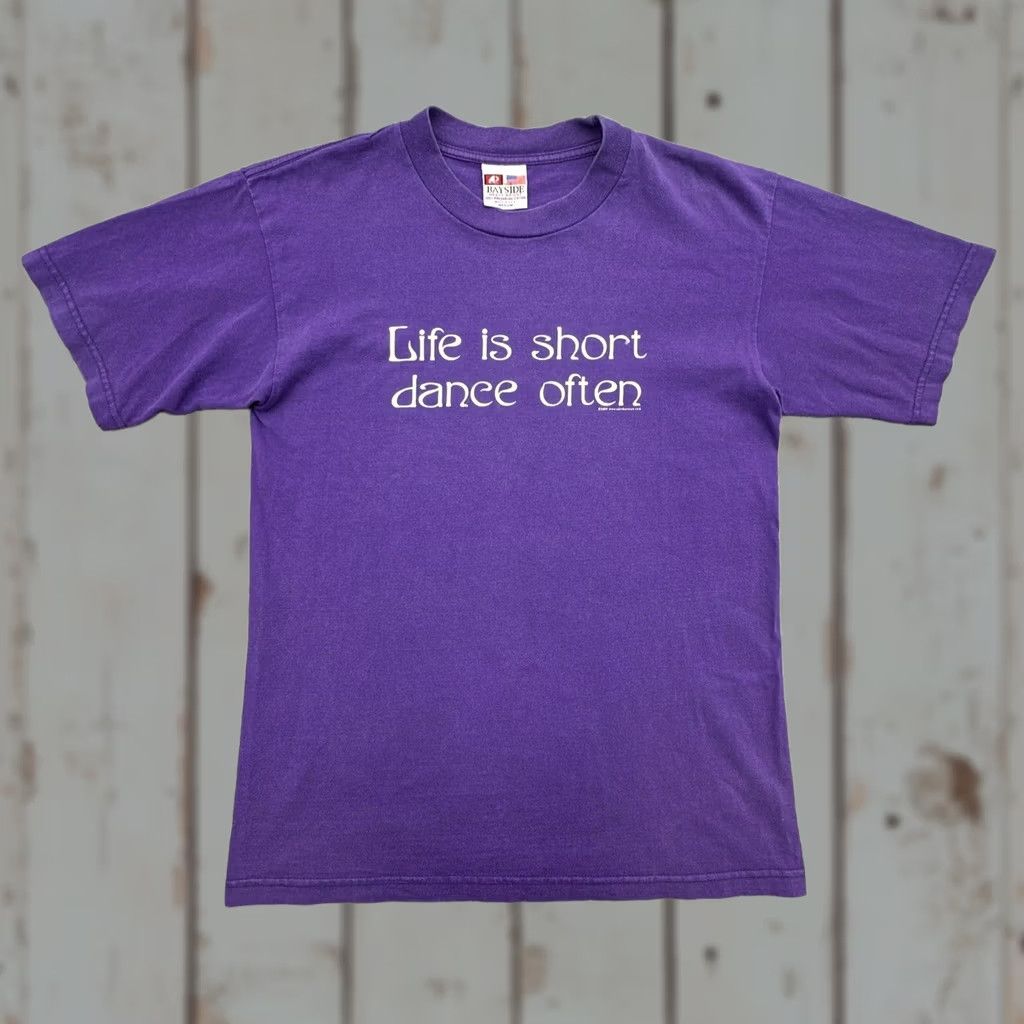 Vintage VINTAGE Bayside Mens M Purple T Shirt USA Made Dance Often Logo Solid Short Sleeve Crew Neck Size US M / EU 48-50 / 2 - 1 Thumbnail
