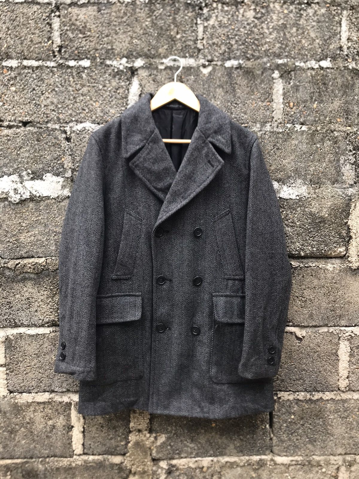 GU 🔥Japanese Brand GU Herringbone Double Breasted Peacoat Size US L / EU 52-54 / 3 - 1 Thumbnail