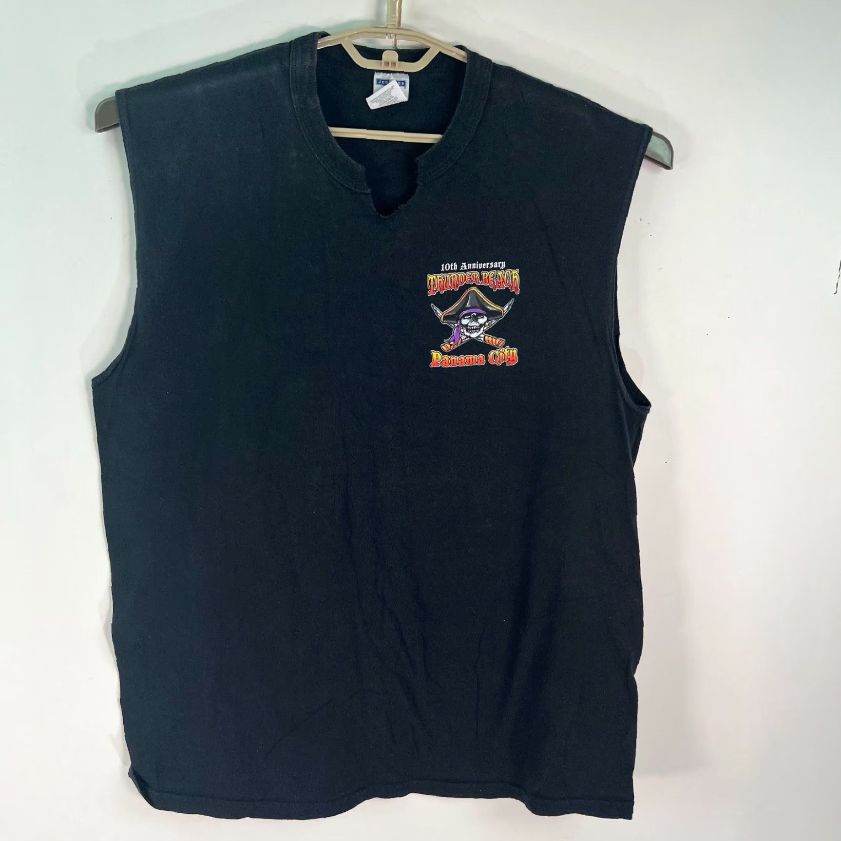 Jerzees Thunder Beach 10th Anniversary Panama City Tee Mens Black XL T-Shirt Graphic Logo 2008 Biker Carbon Black Jerzees Crew Neck Regular Short Sleeves Size ONE SIZE - 3 Thumbnail