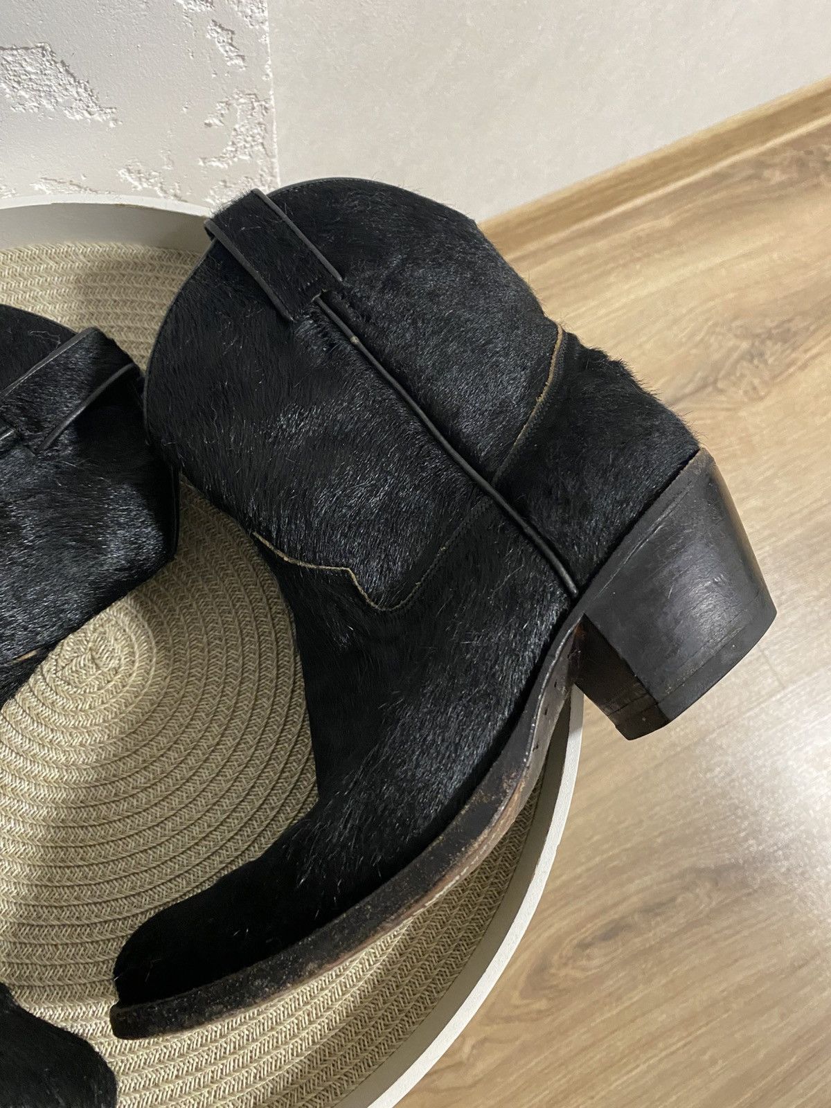 Cowboy Equipment Tony Mora Black Pony Fur Real Leather Western Cowboy Boots Size US 7 / IT 37 - 3 Thumbnail