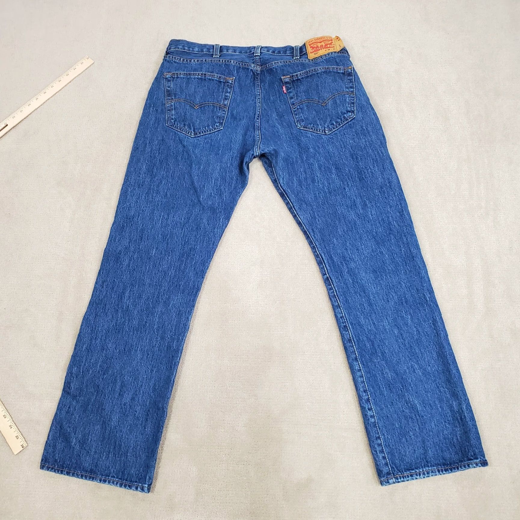 Levi's Levi's Jeans 501 Straight Men's 36x31 Blue Denim Dark Wash Regular Fit Pants Size US 36 / EU 52 - 7 Thumbnail