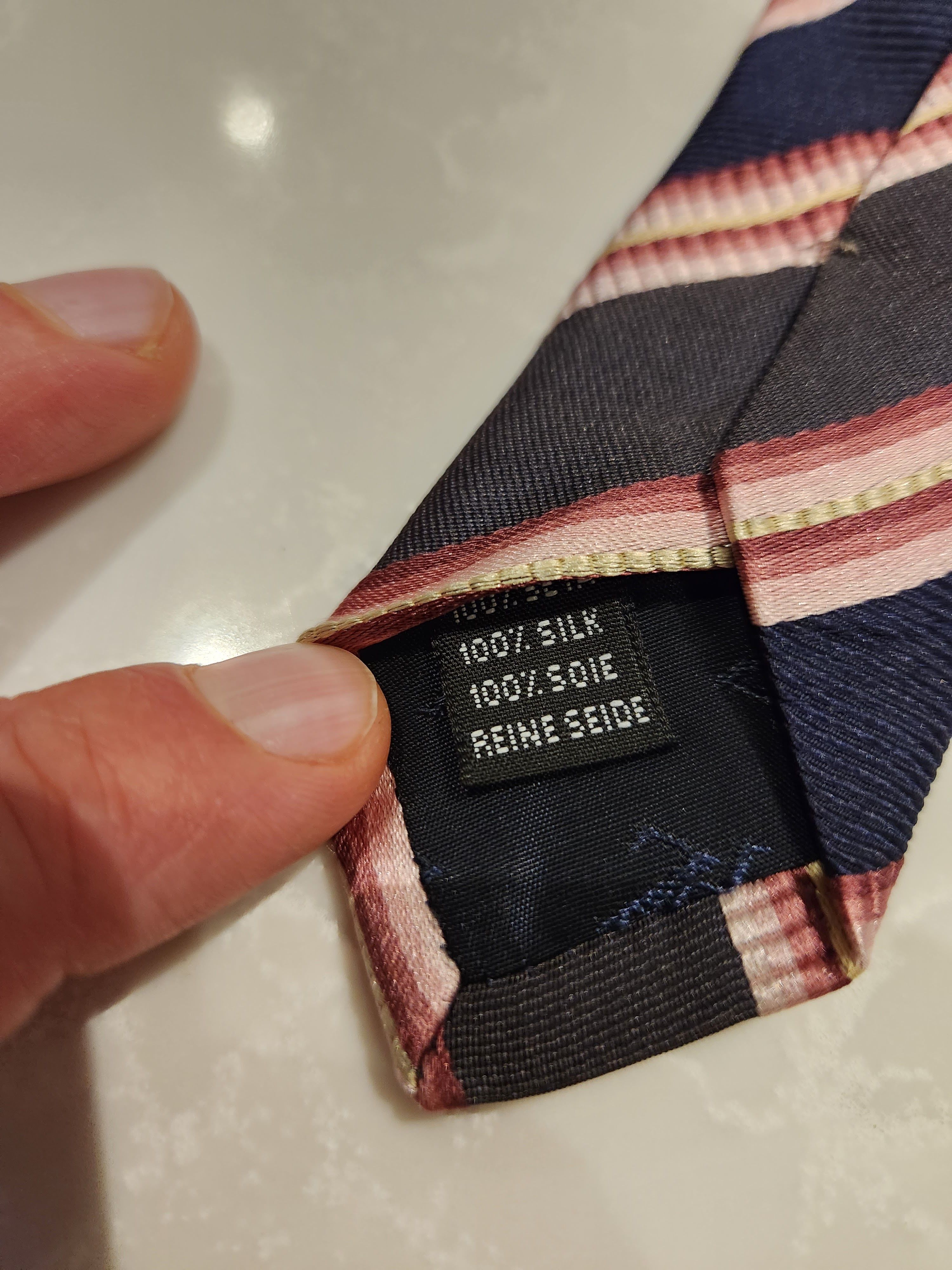 Pal Zileri 100% Silk Navy Blue / Pink Striped Neck Tie Size ONE SIZE - 5 Thumbnail