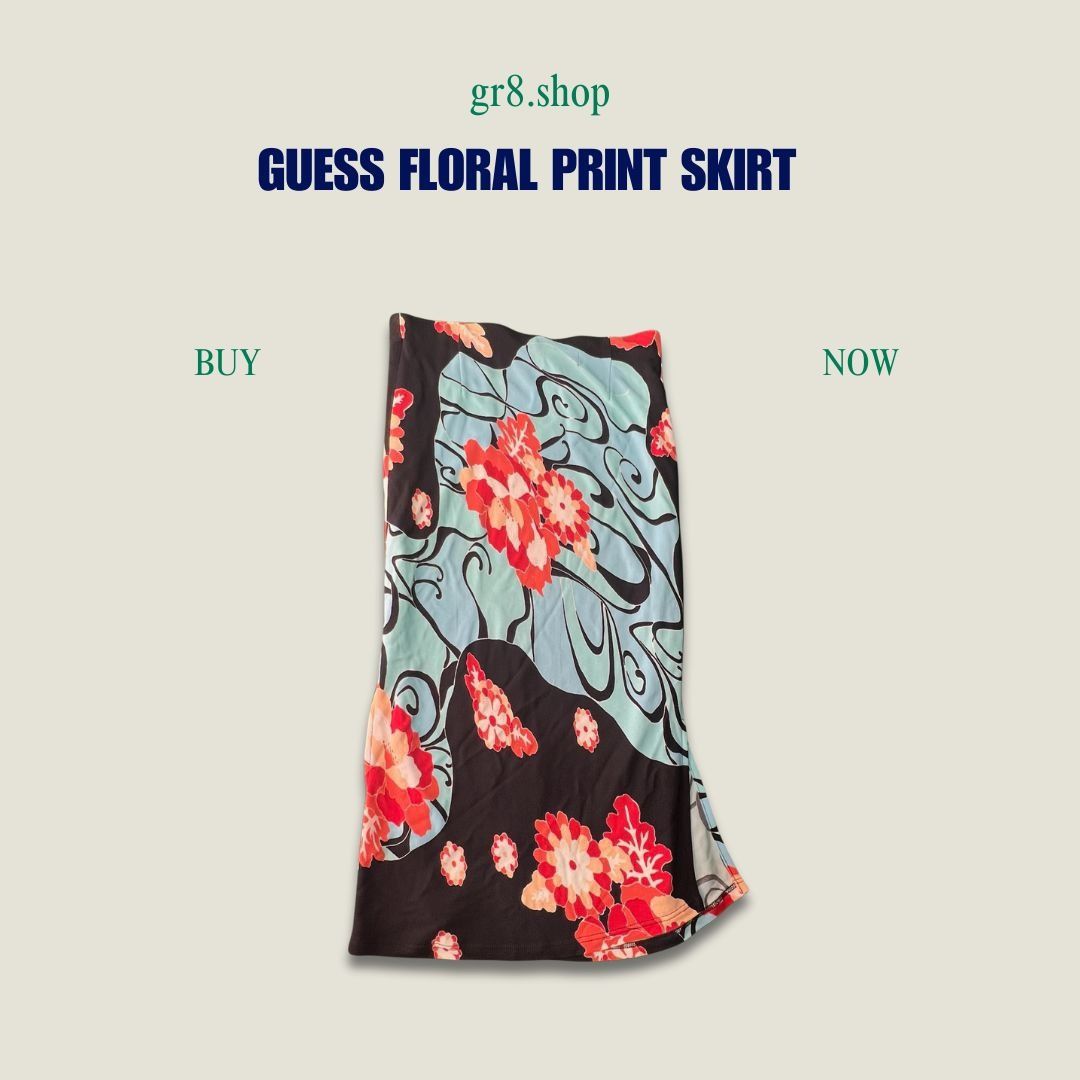 Guess Guess Womens XS Floral Print Skirt Black Red Multi-Color Mid Size 26" / US 2 / IT 38 - 1 Thumbnail