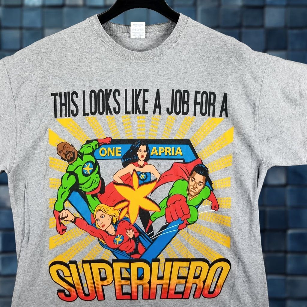 Ikea Superhero Shirt Adult XL Gray - Comics Theme T-Shirt, Short Sleeve, Regular Fit, Unisex Adults, Solid Pattern, Brand Superhero, Vintage? Size US XL / EU 56 / 4 - 1 Thumbnail