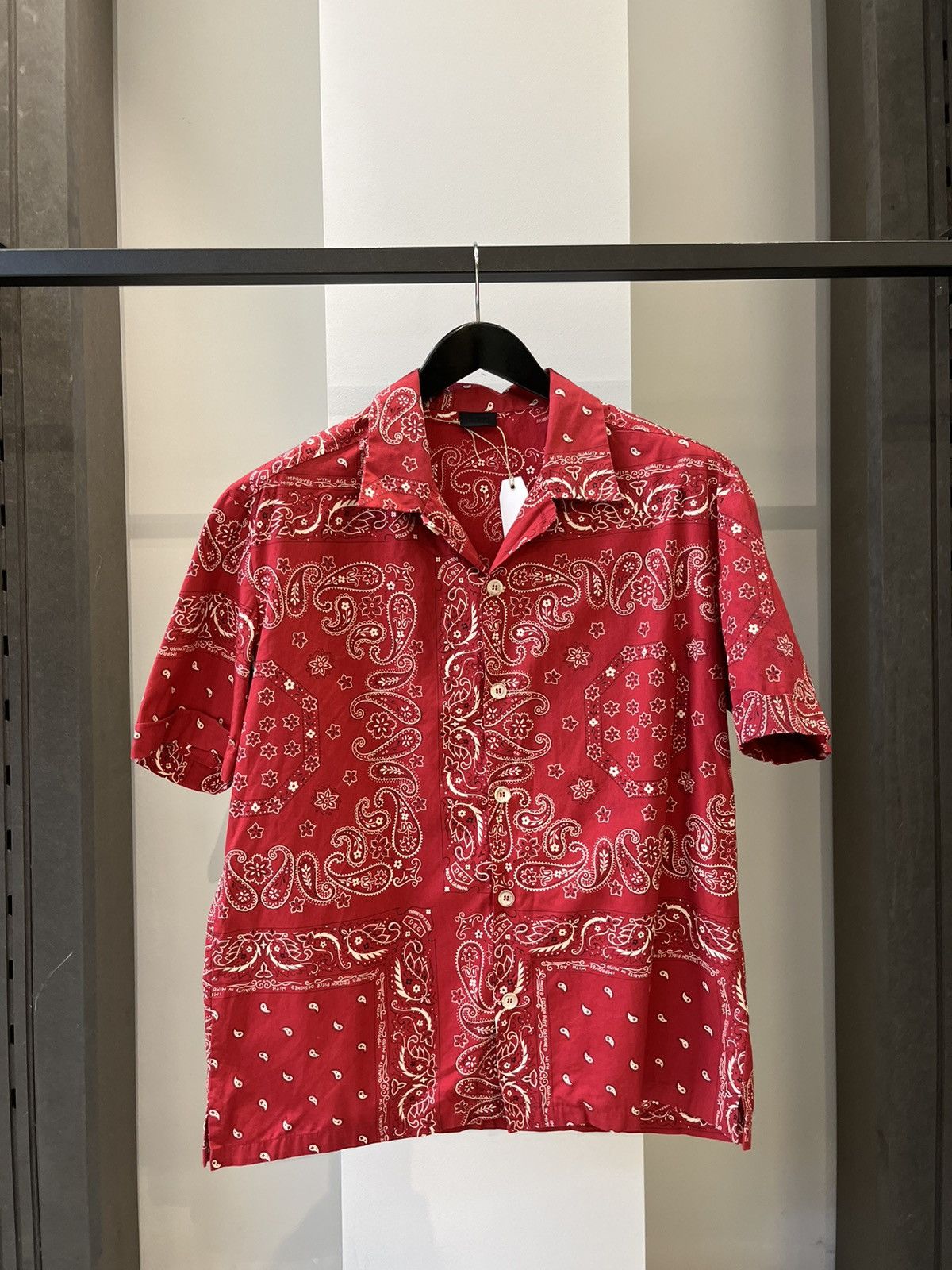 image of Dolce Gabbana Bandana Printed Bowling Shirt in Red, Men's (Size Large)