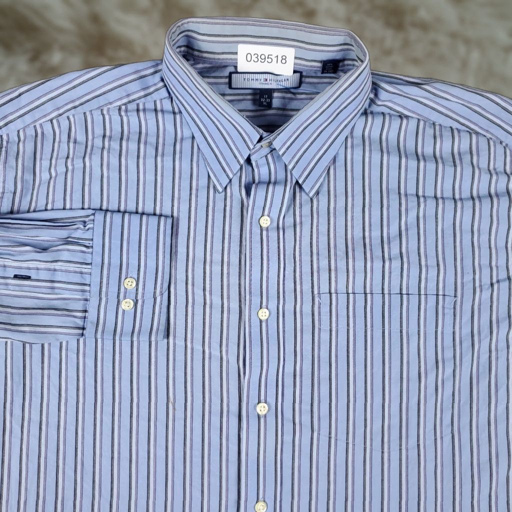 Tommy Hilfiger Tommy Hilfiger Blue Striped Button-Up Shirt Men’s XL Long Sleeve Casual Preppy Size US XL / EU 56 / 4 - 1 Thumbnail