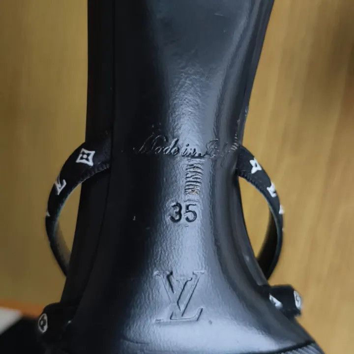 Louis Vuitton Louis Vuitton Satin Leather Black High Heel Sandals -2508 Size US 5 / IT 35 - 5 Thumbnail