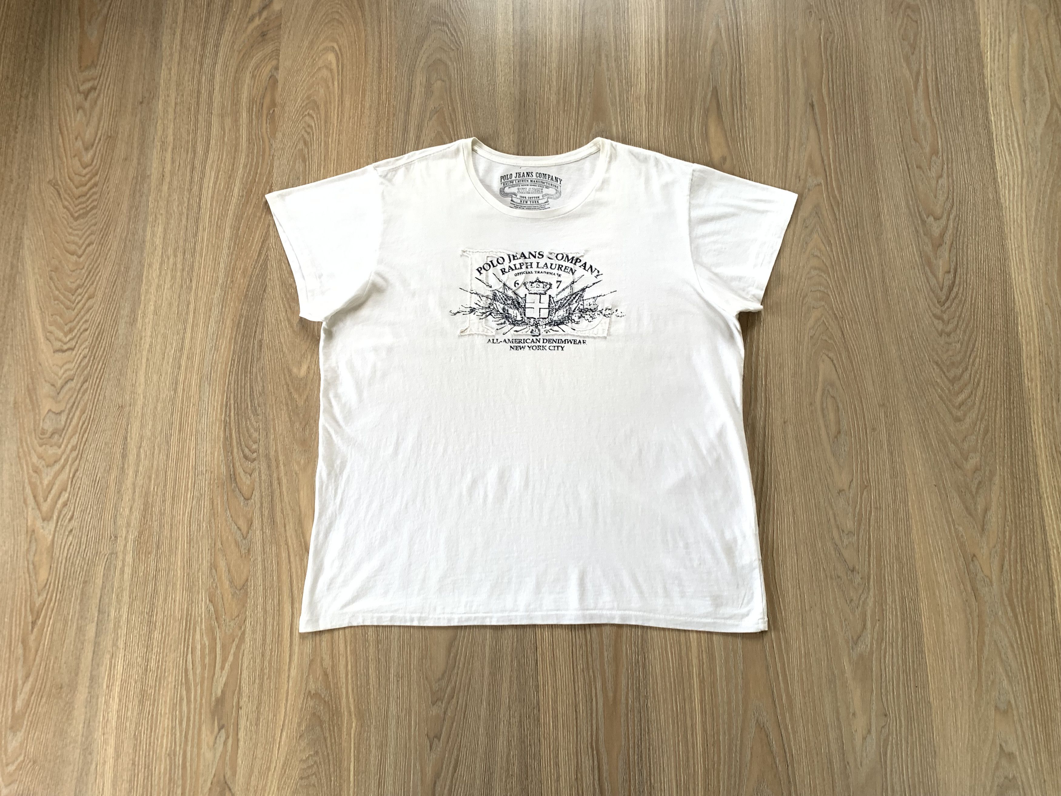 Polo Ralph Lauren × Vintage Polo Ralph Lauren White Printed Logo T-Shirt Size US XXL / EU 58 / 5 - 11 Thumbnail