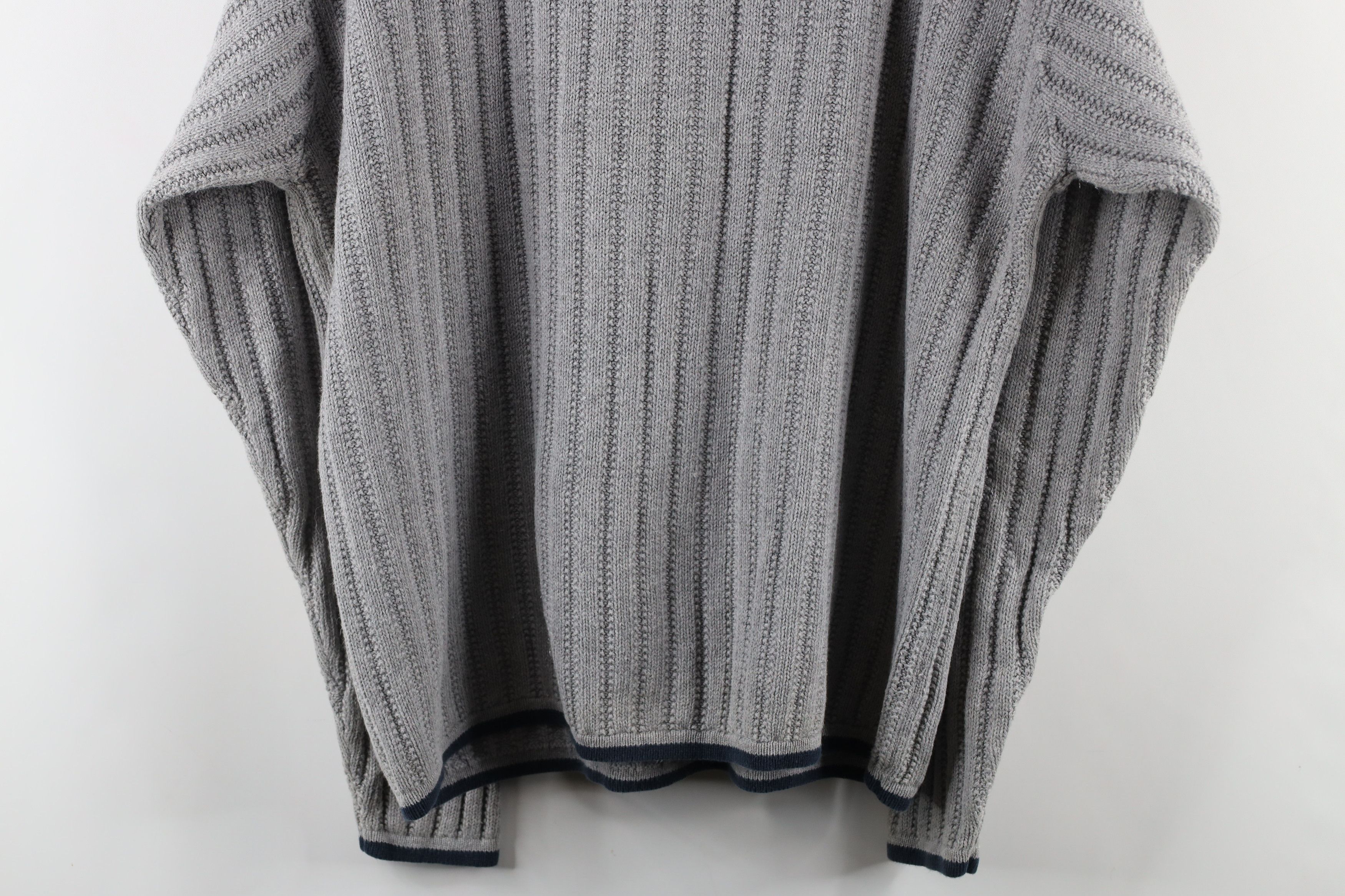 Vintage Vintage 90s Streetwear Ribbed Knit Henley Sweater Gray Size US M / EU 48-50 / 2 - 9 Thumbnail