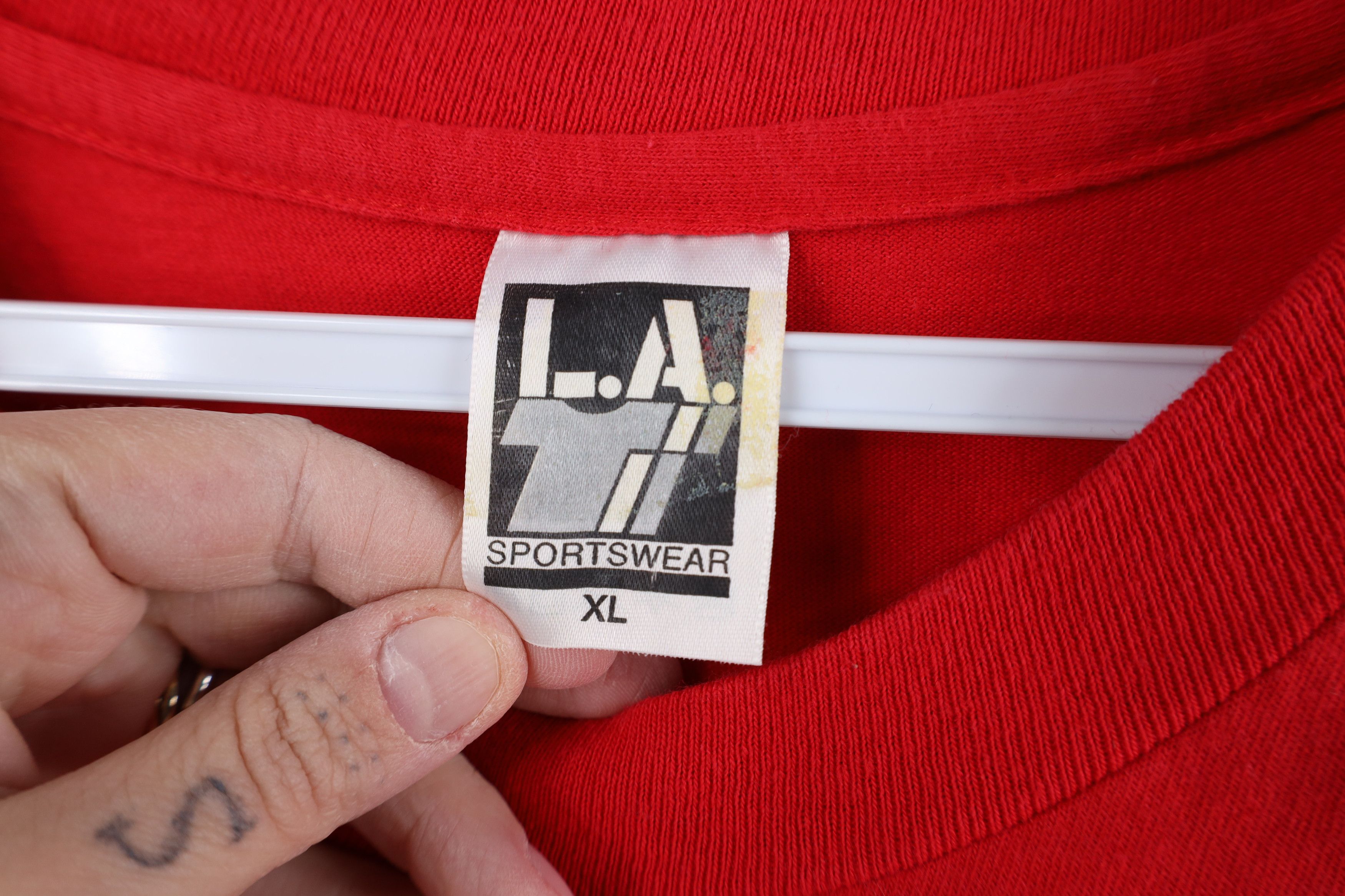 Vintage Vintage 90s Streetwear Heavyweight Cotton T-Shirt Red USA Size US XL / EU 56 / 4 - 4 Thumbnail