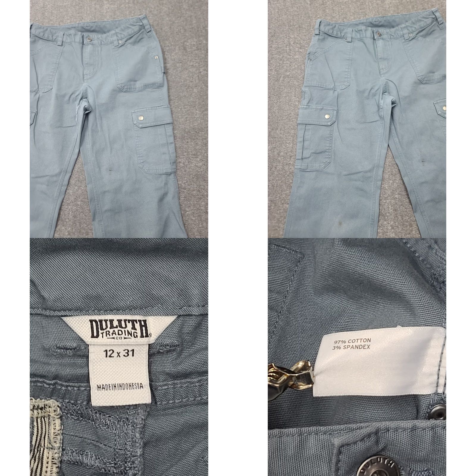 CO Duluth Trading Co Women Fire Hose Cargo Pants Blue 12x31 Cotton Spandex Coolmax Pockets Work Outdoors Size 34" / US 12 / IT 48 - 8 Thumbnail