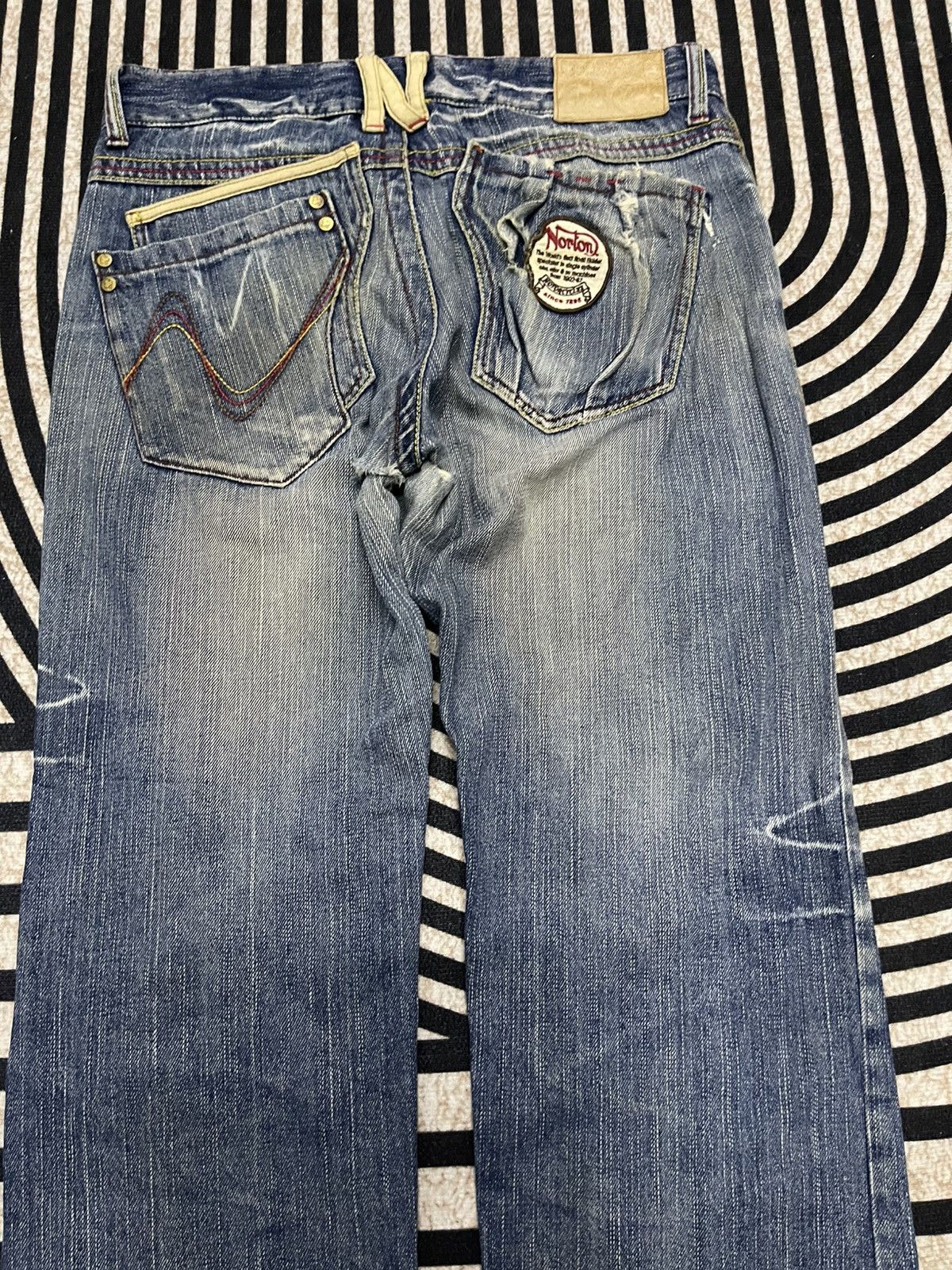Norton 2000s NORTON DENIM DISTRESSED JEANS EMBROIDERED LOGO Size US 32 / EU 48 - 17 Thumbnail