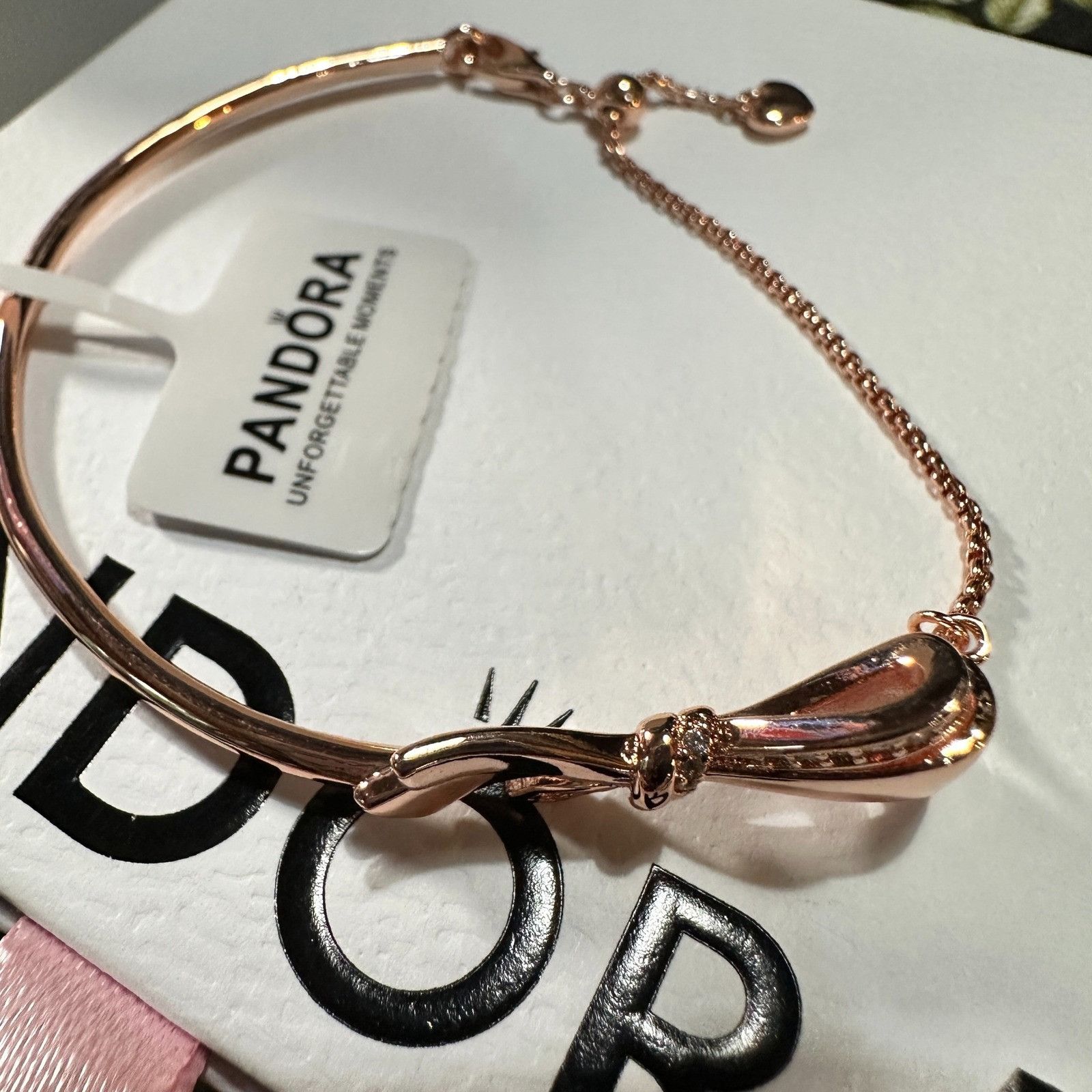 pandora Authentic Pandora Rose Gold Brilliant Bow Bracelet Bangle, S Size ONE SIZE - 2 Thumbnail
