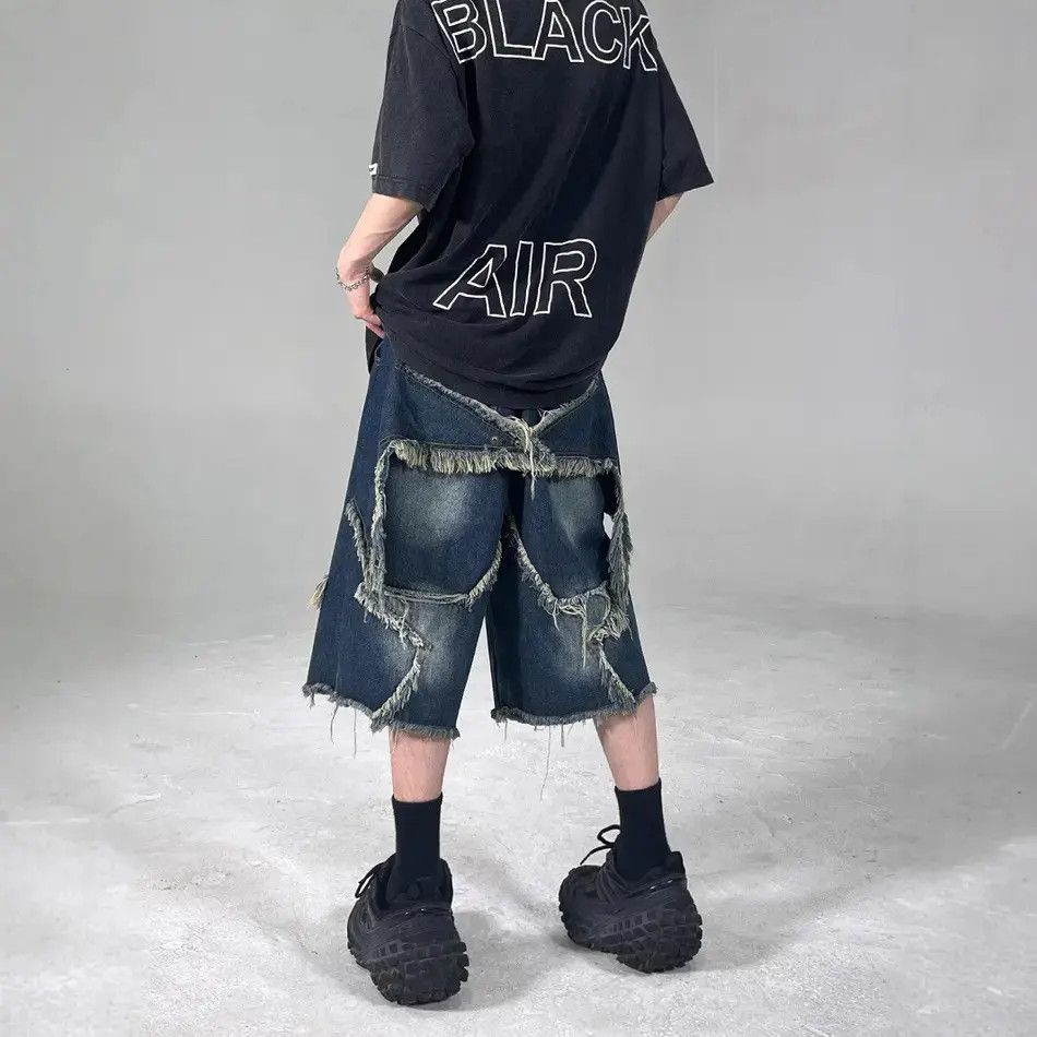 Japanese Brand Retro loose casual fringed denim shorts Size US 32 / EU 48 - 6 Thumbnail