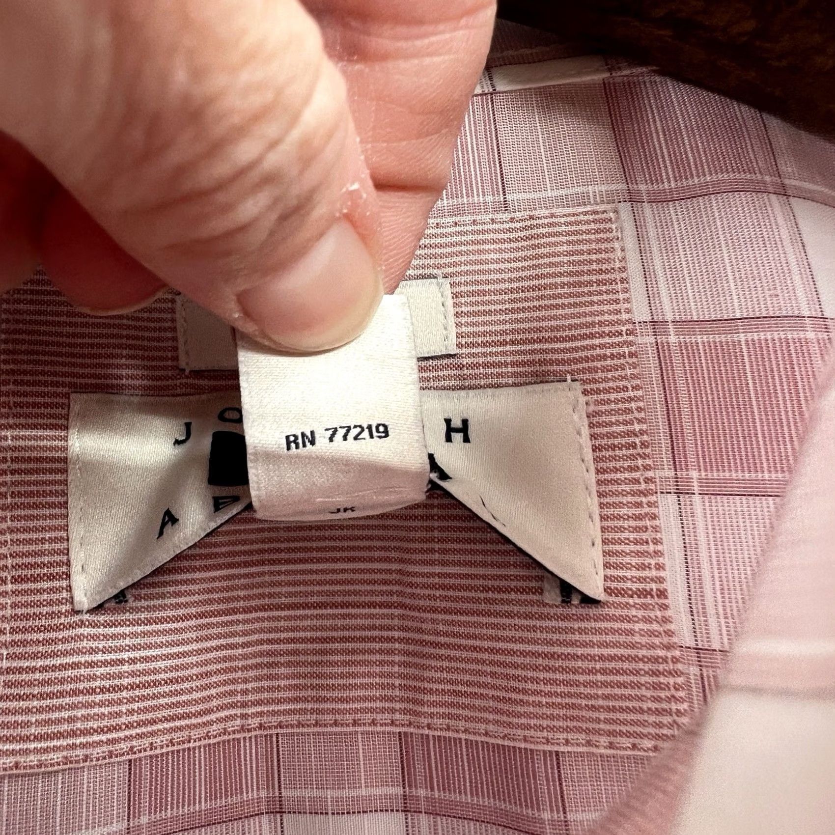 Joseph Abboud Joseph Abboud Dress Shirt Mens Size XL Pink White Plaid Check Non Iron Button Up Size 46R - 5 Thumbnail