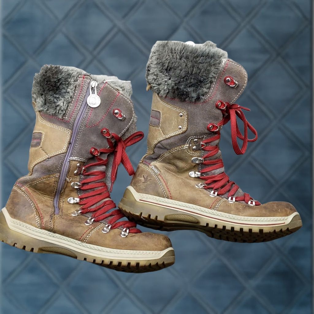 Vintage Santana Canada Boots Womens 7 38 Brown Gray Fur Lined Winter Snow Hiking Size US 7 / IT 37 - 1 Thumbnail