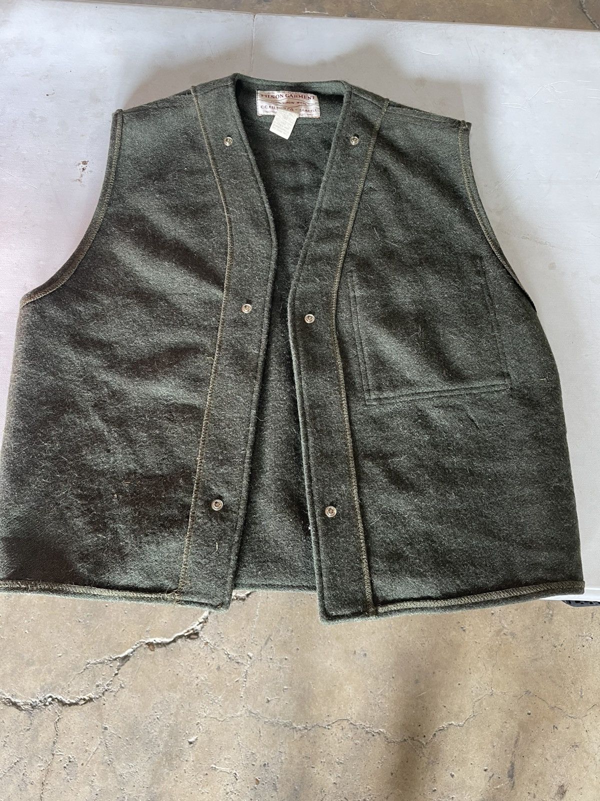 Filson × Vintage FILSON GARMENT MILITARY GREEN 100% WOOL Size 38R - 1 Thumbnail